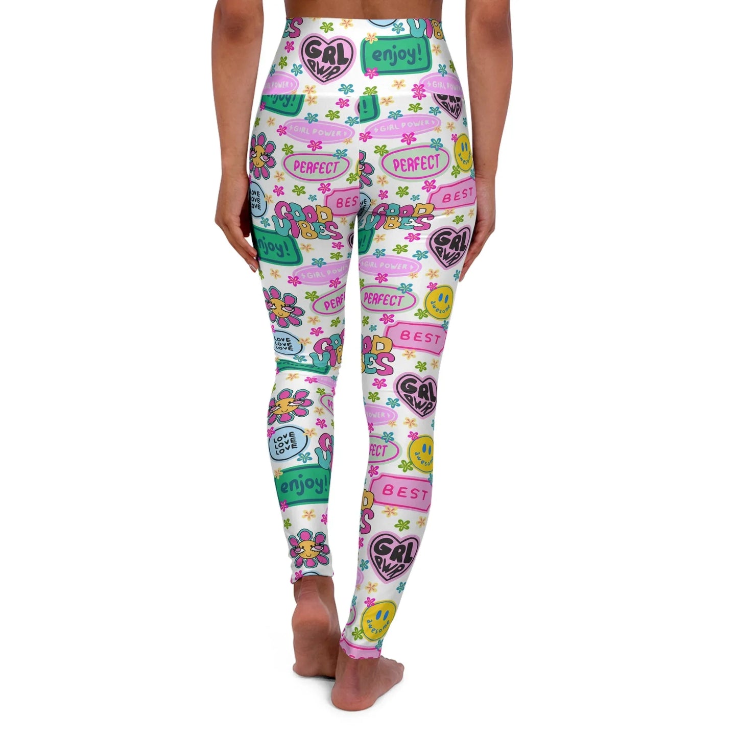 Girl Power Good Vibes High Waisted Yoga Leggings - All Over Prints