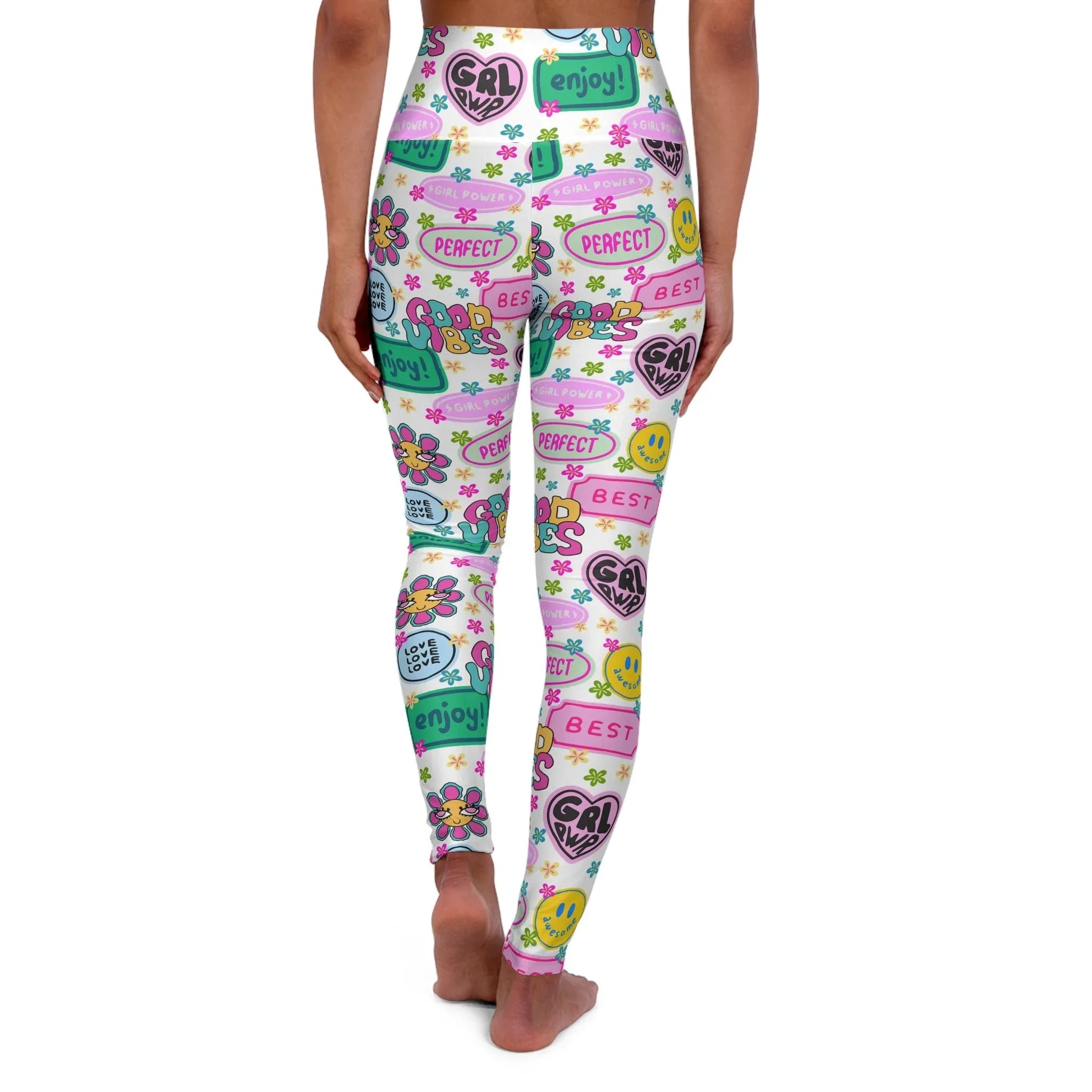 Girl Power Good Vibes High Waisted Yoga Leggings - All Over Prints