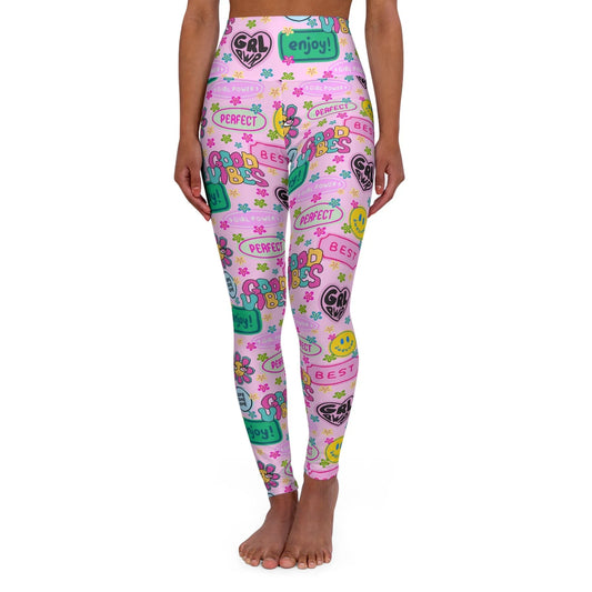 Girl Power Good Vibes High Waisted Yoga Leggings - XS - All Over Prints