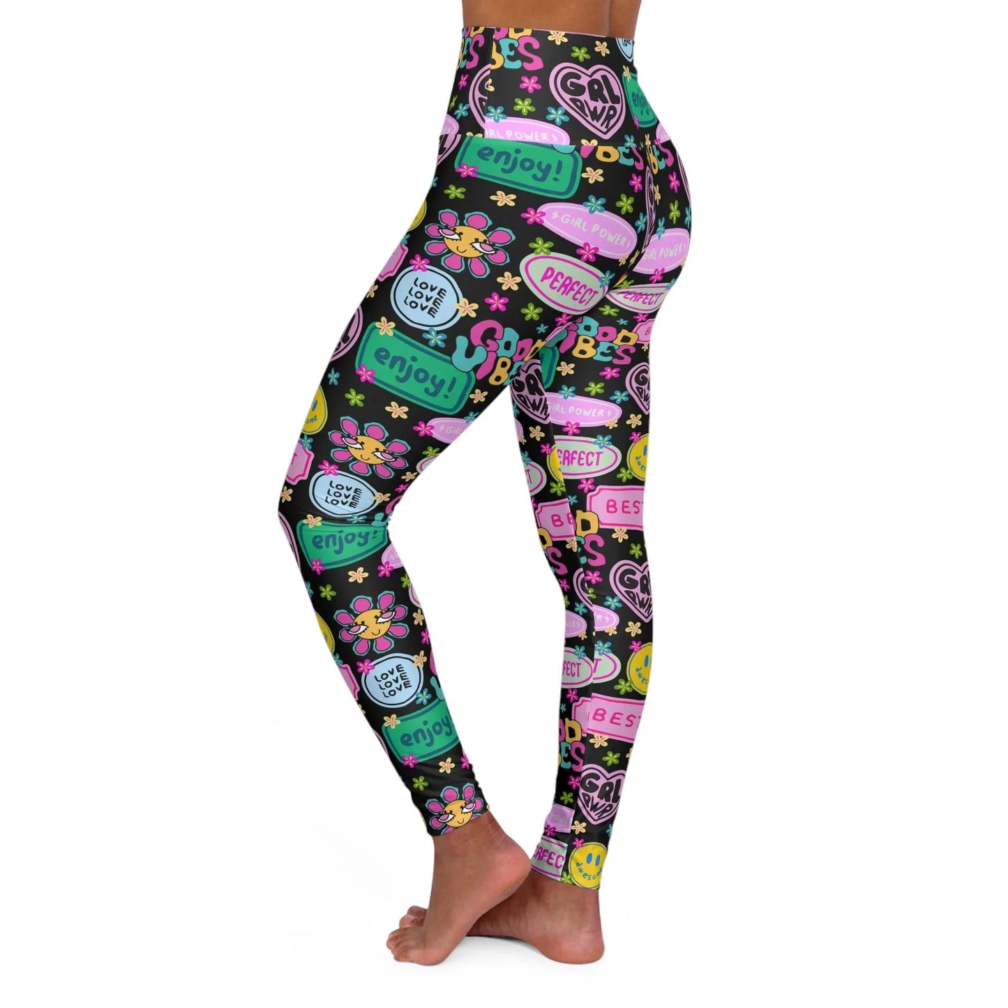 Girl Power Good Vibes High Waisted Yoga Leggings - All Over Prints