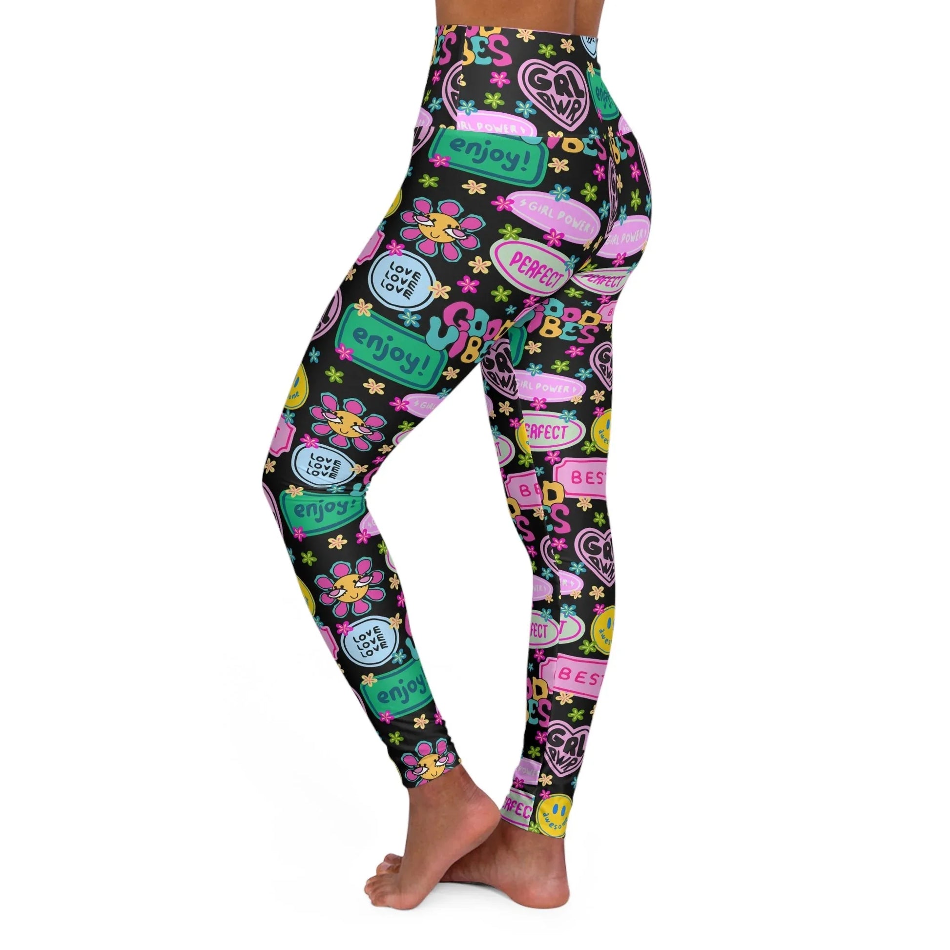 Girl Power Good Vibes High Waisted Yoga Leggings - All Over Prints