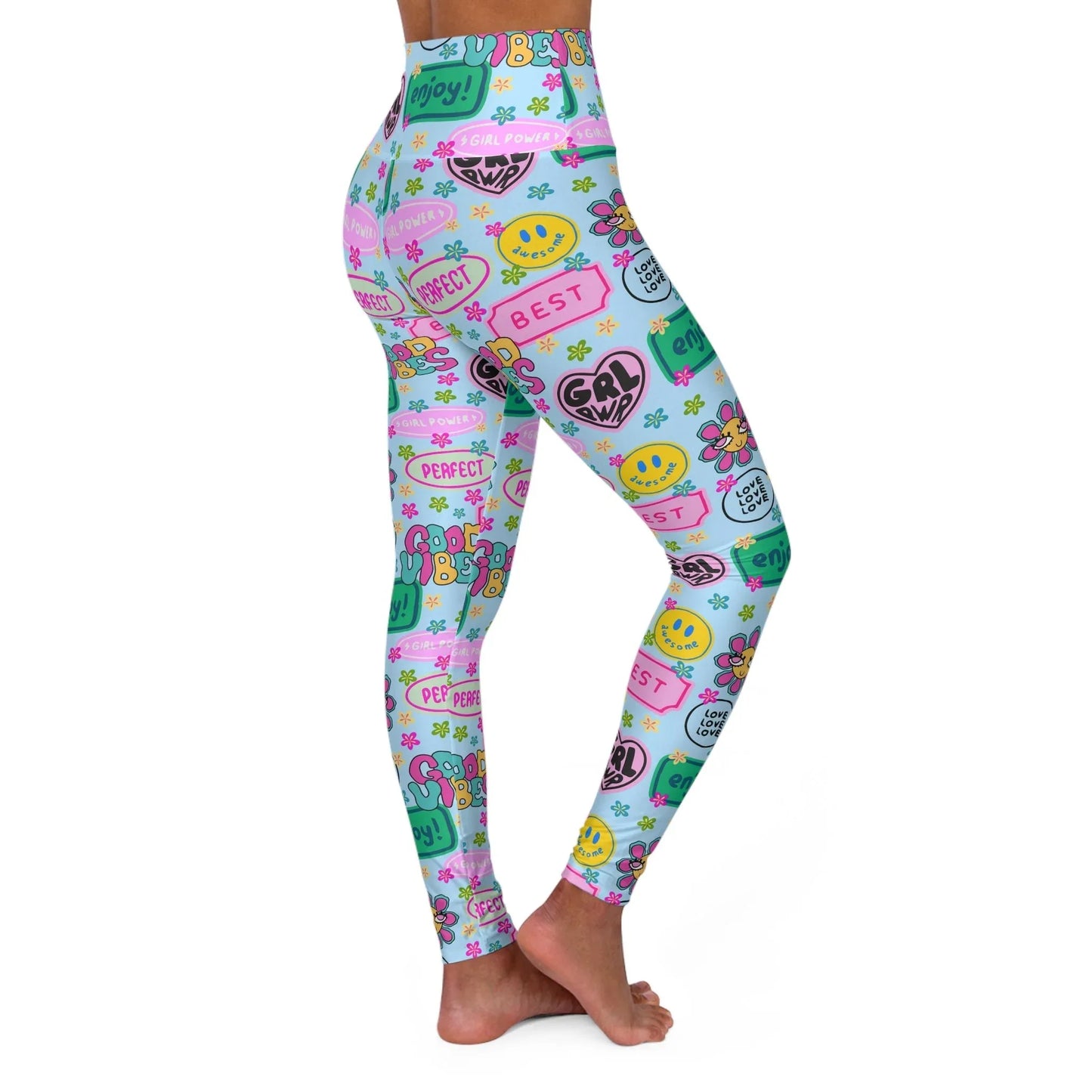Girl Power Good Vibes High Waisted Yoga Leggings - All Over Prints