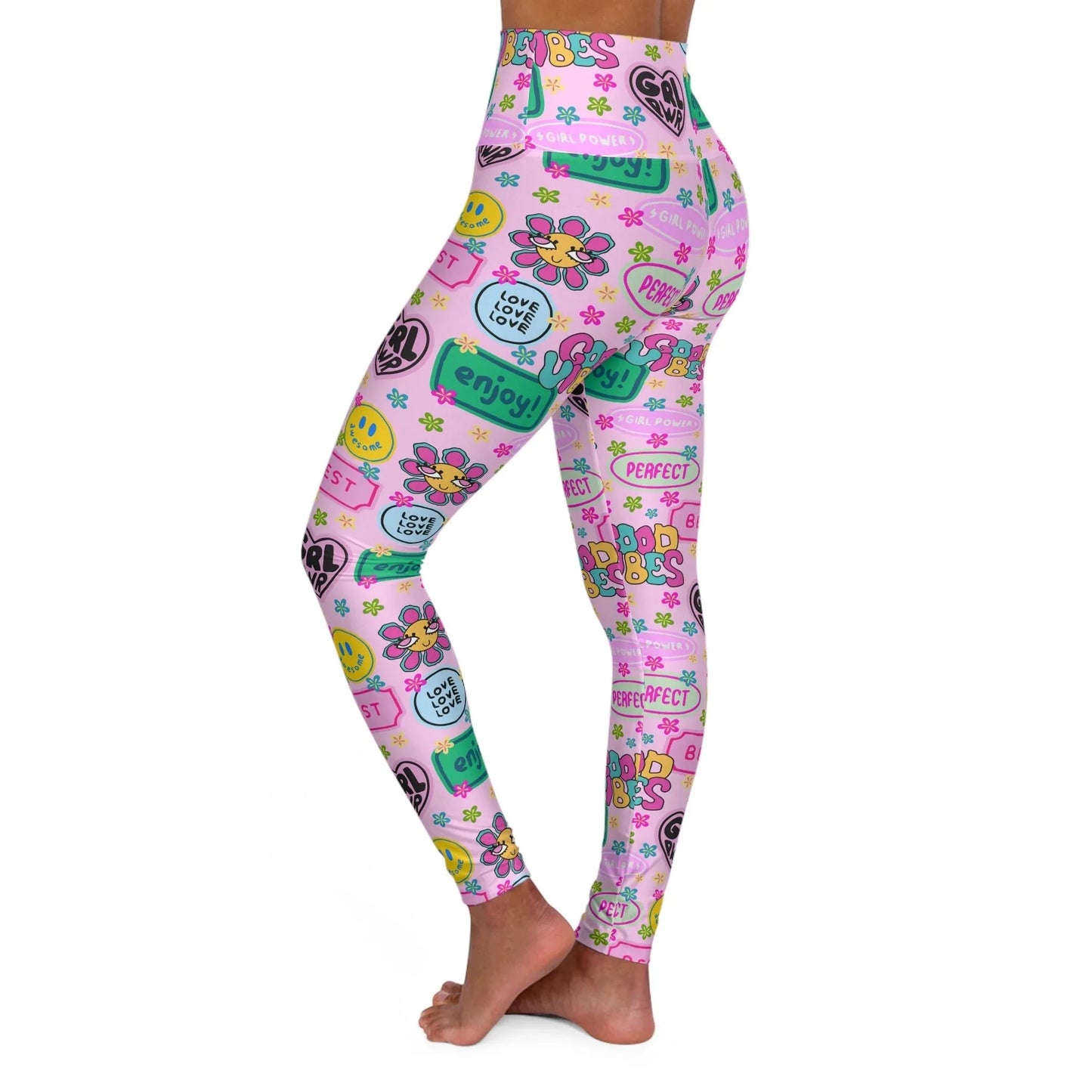 Girl Power Good Vibes High Waisted Yoga Leggings - All Over Prints