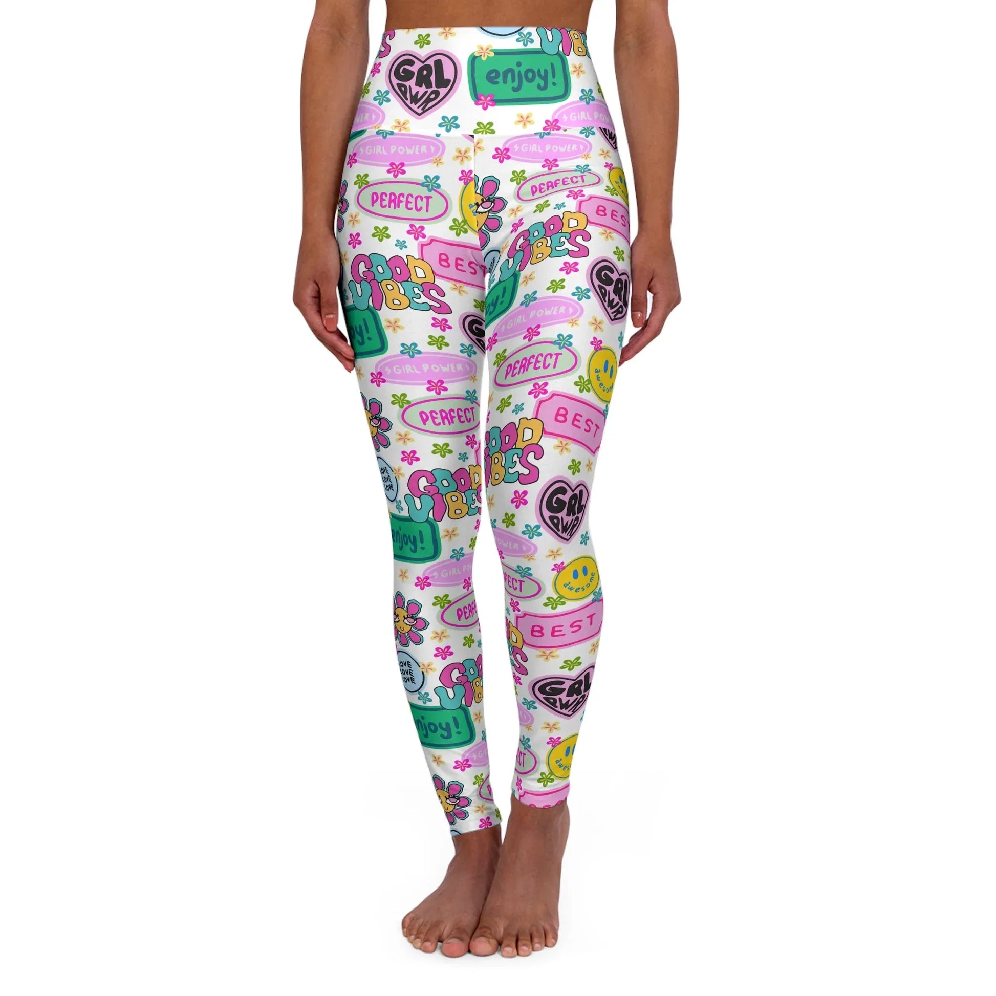 Girl Power Good Vibes High Waisted Yoga Leggings - XS - All Over Prints