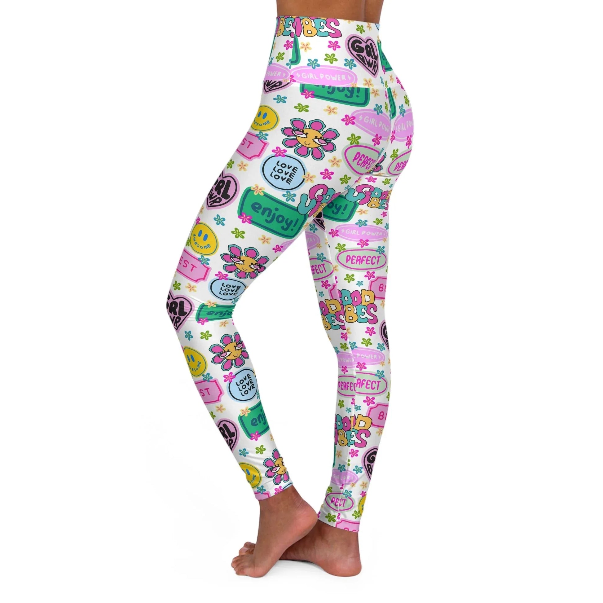 Girl Power Good Vibes High Waisted Yoga Leggings - All Over Prints
