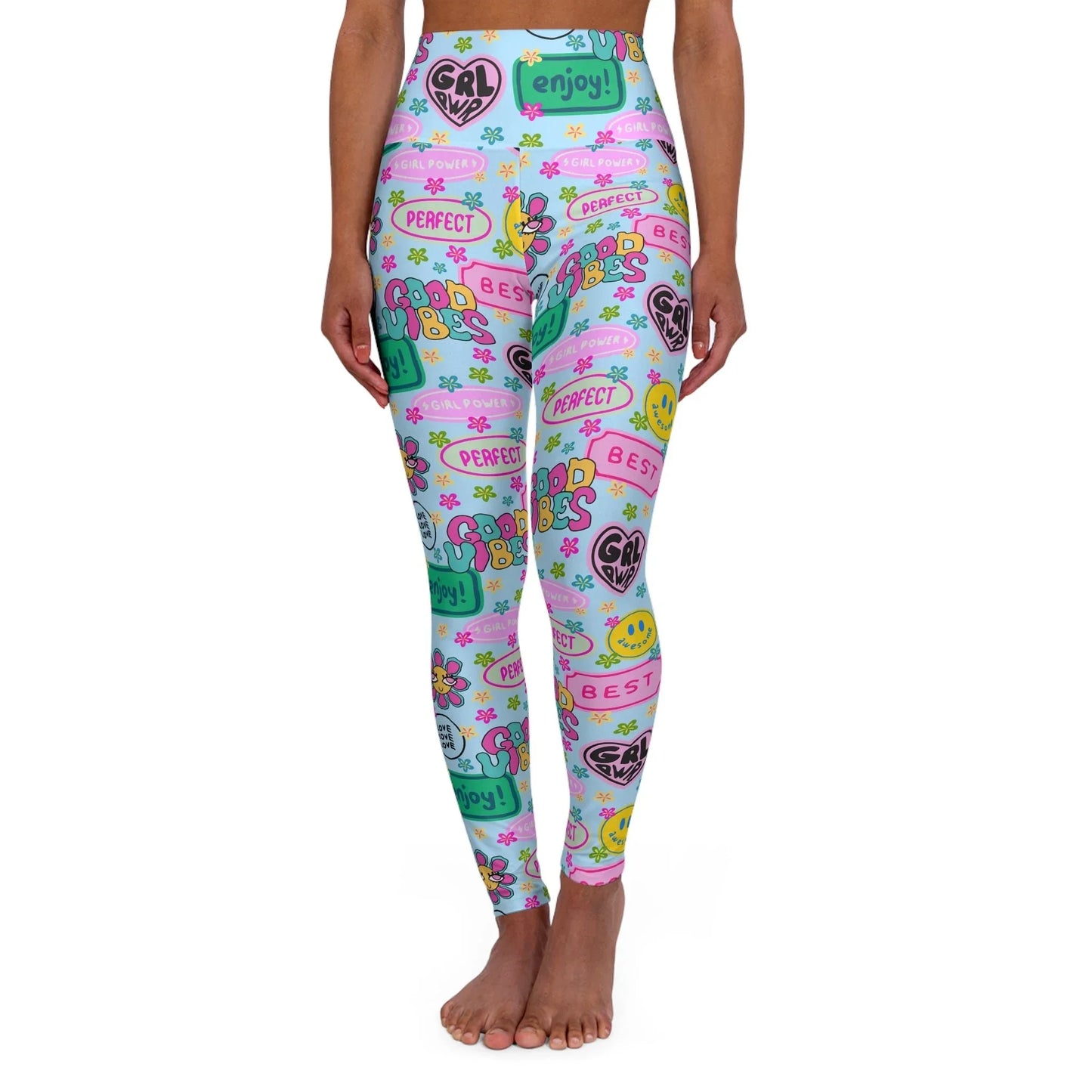 Girl Power Good Vibes High Waisted Yoga Leggings - XS - All Over Prints