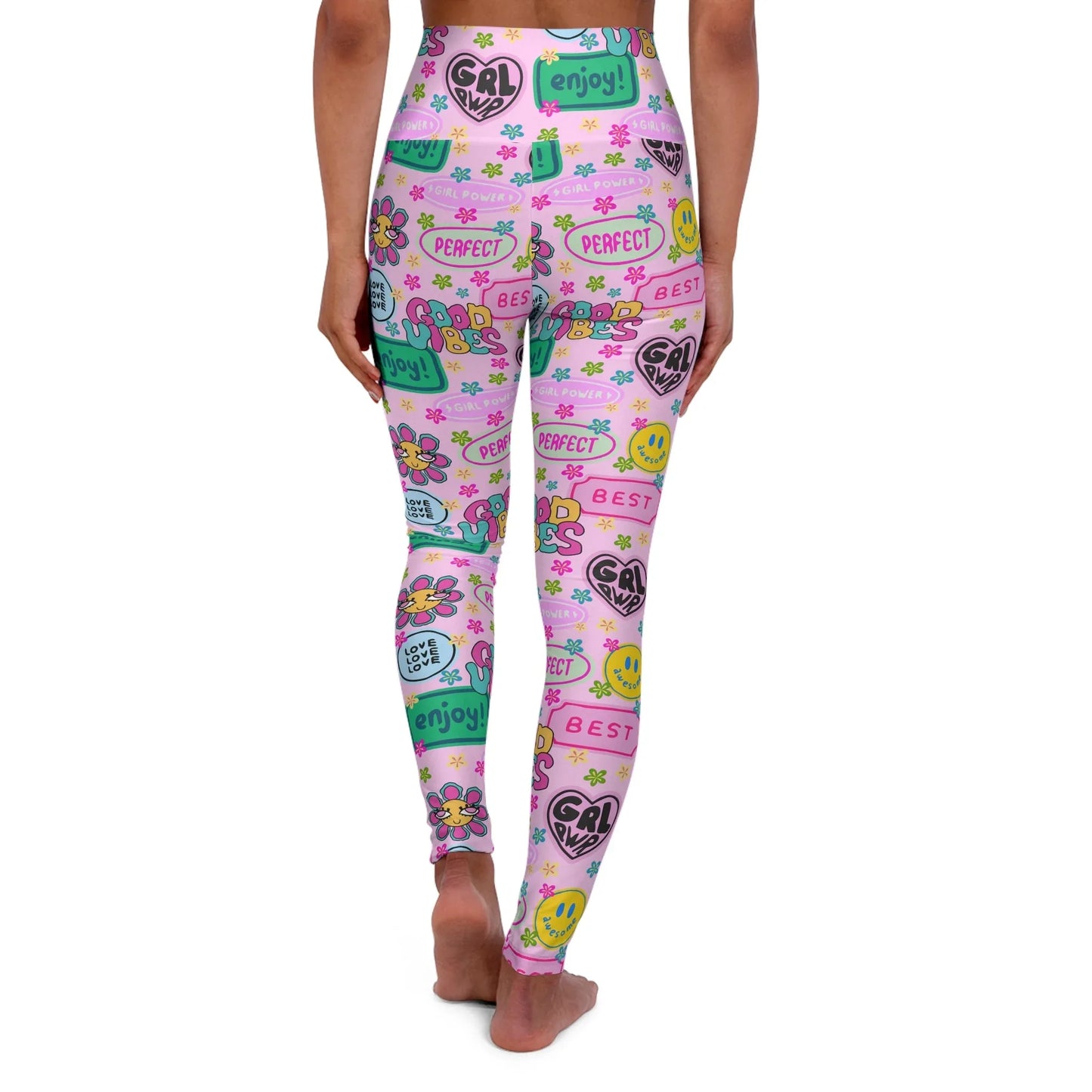 Girl Power Good Vibes High Waisted Yoga Leggings - All Over Prints