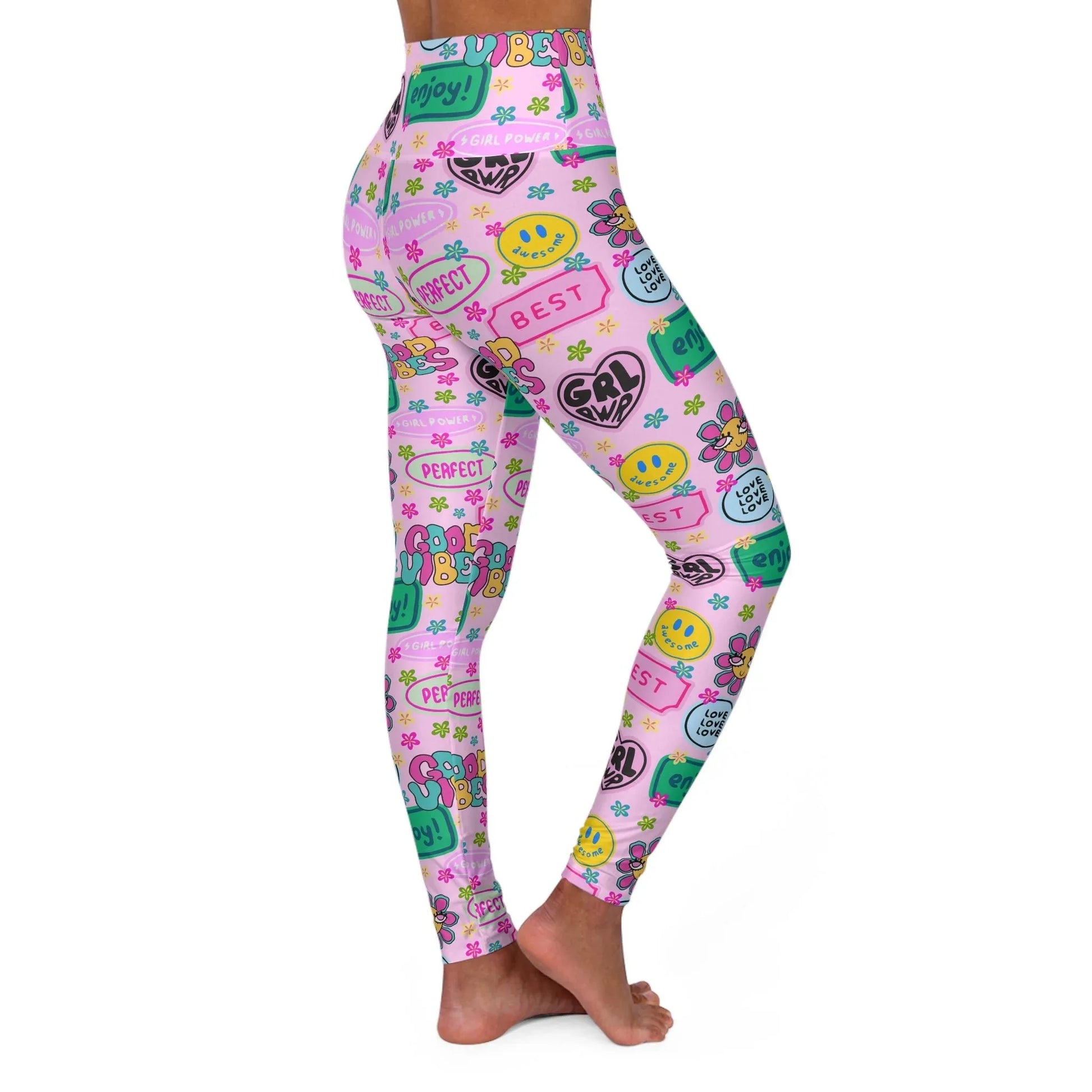 Girl Power Good Vibes High Waisted Yoga Leggings - All Over Prints