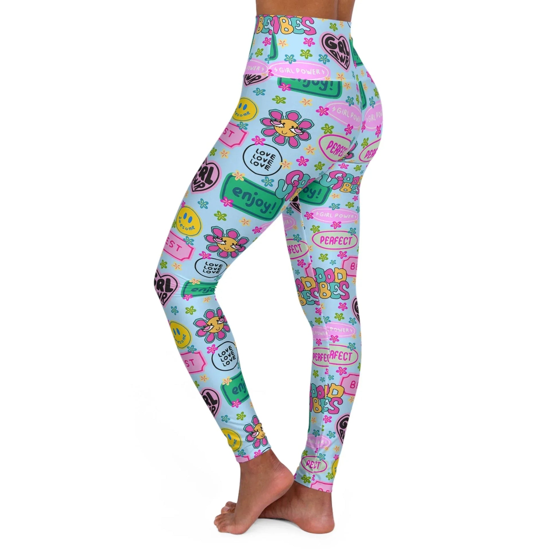 Girl Power Good Vibes High Waisted Yoga Leggings - All Over Prints