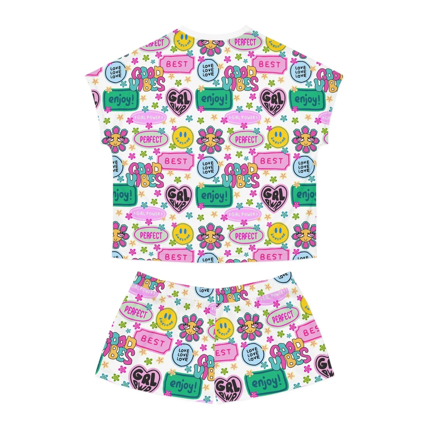 Girl Power Good Vibes Short Pajama Set - All Over Prints