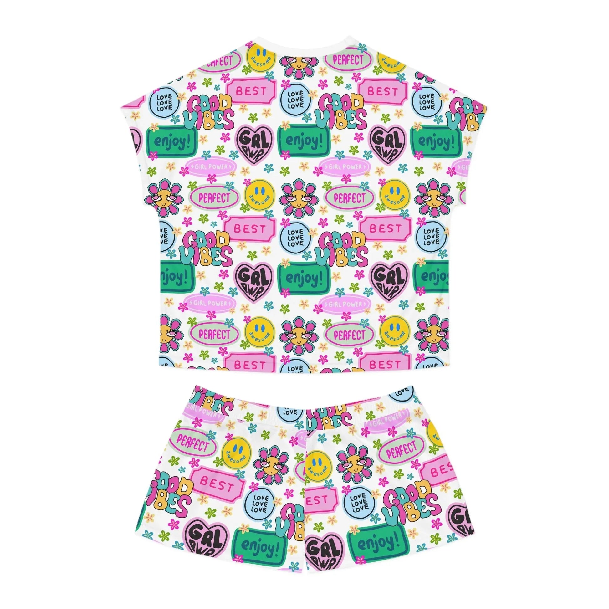 Girl Power Good Vibes Short Pajama Set - All Over Prints