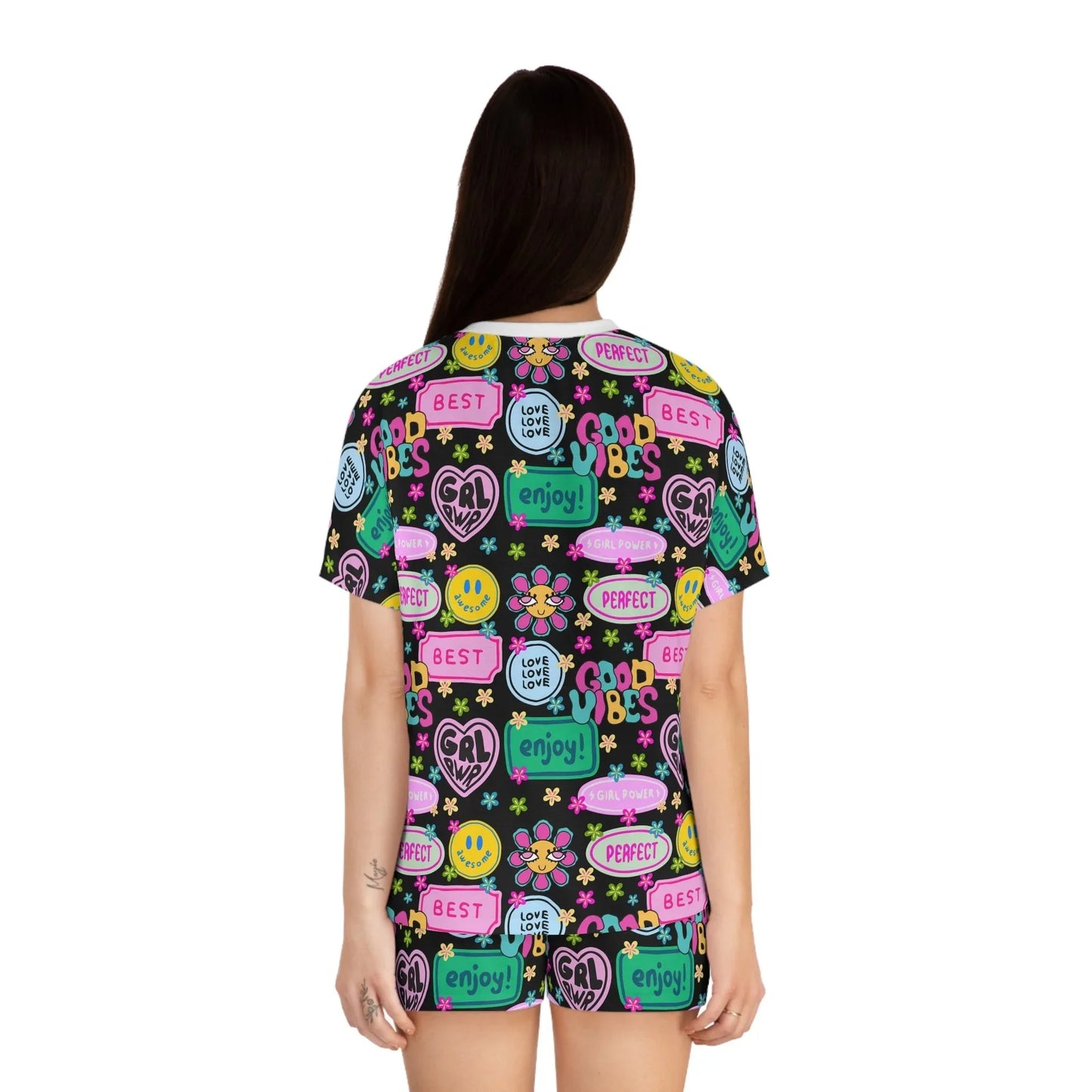 Girl Power Good Vibes Short Pajama Set - All Over Prints