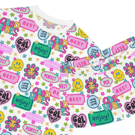Girl Power Good Vibes Short Pajama Set - All Over Prints