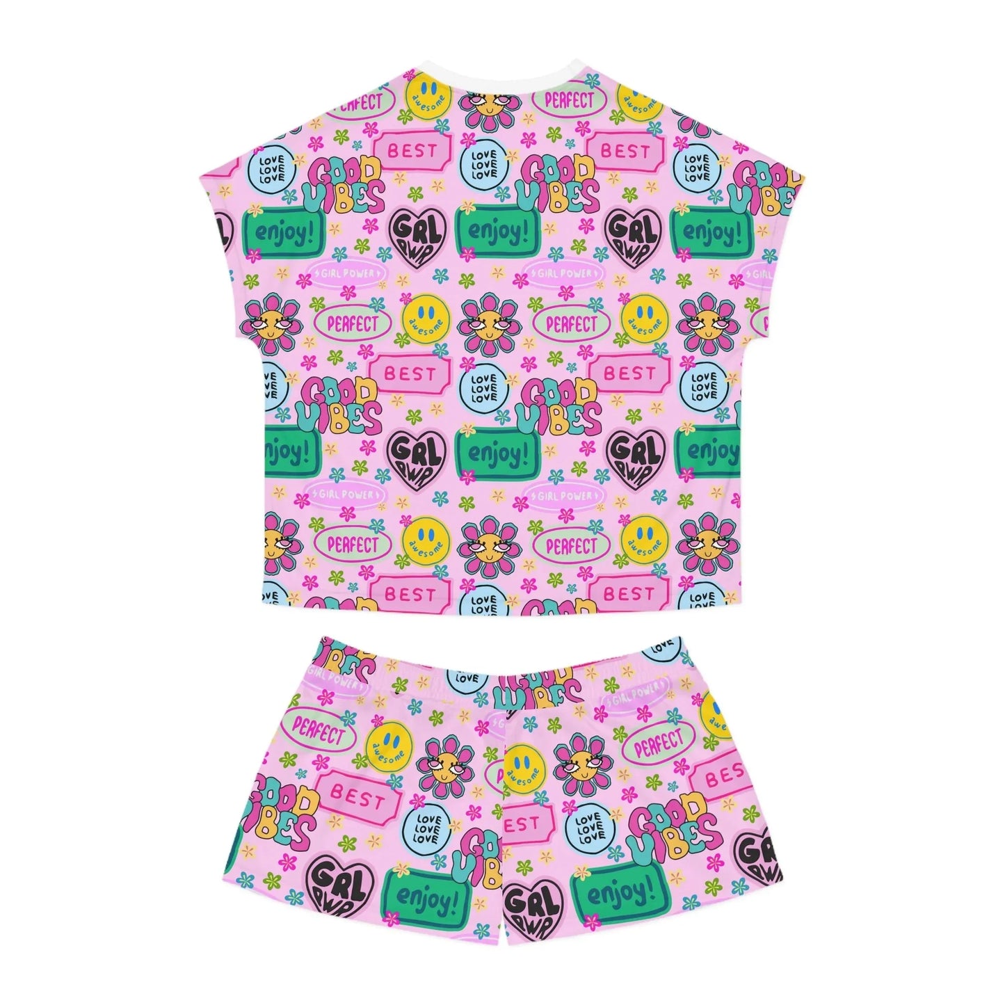 Girl Power Good Vibes Short Pajama Set - All Over Prints