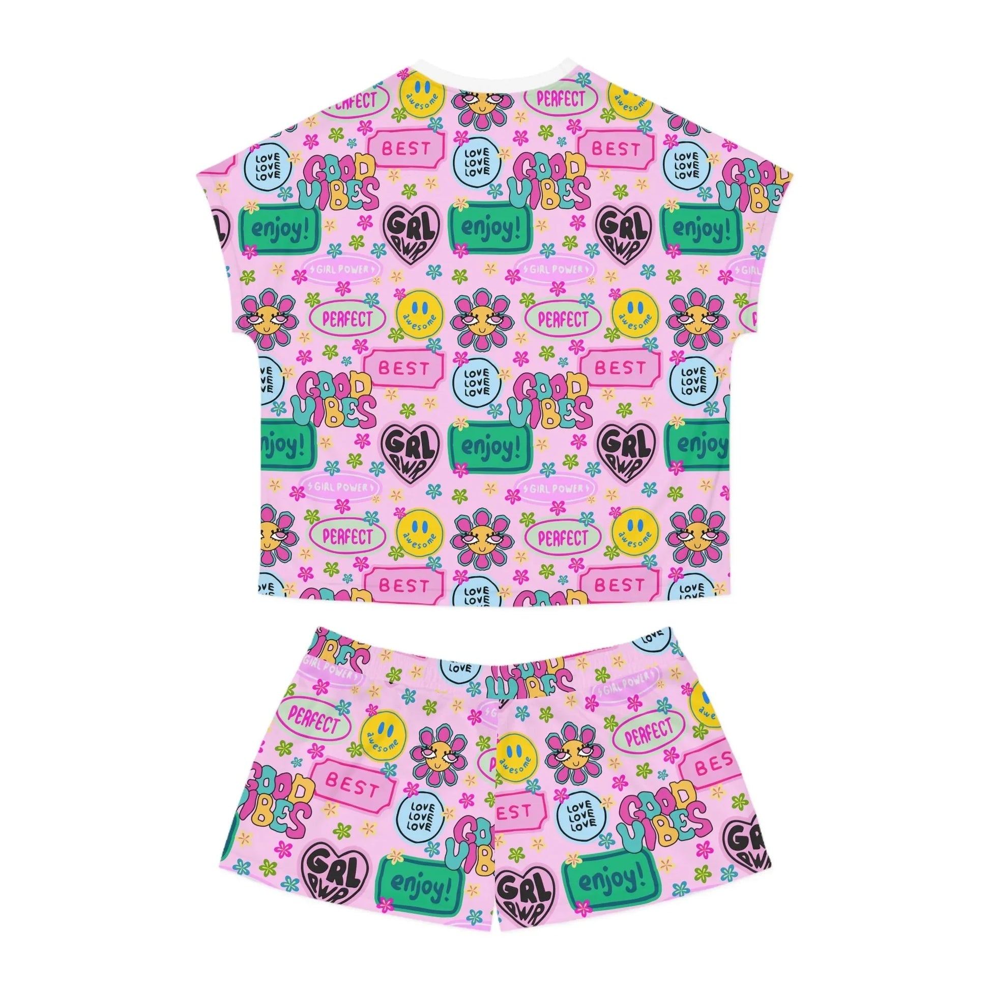 Girl Power Good Vibes Short Pajama Set - All Over Prints