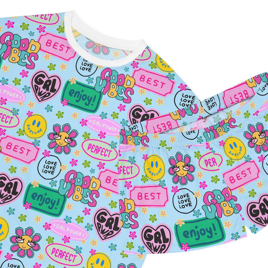 Girl Power Good Vibes Short Pajama Set - All Over Prints