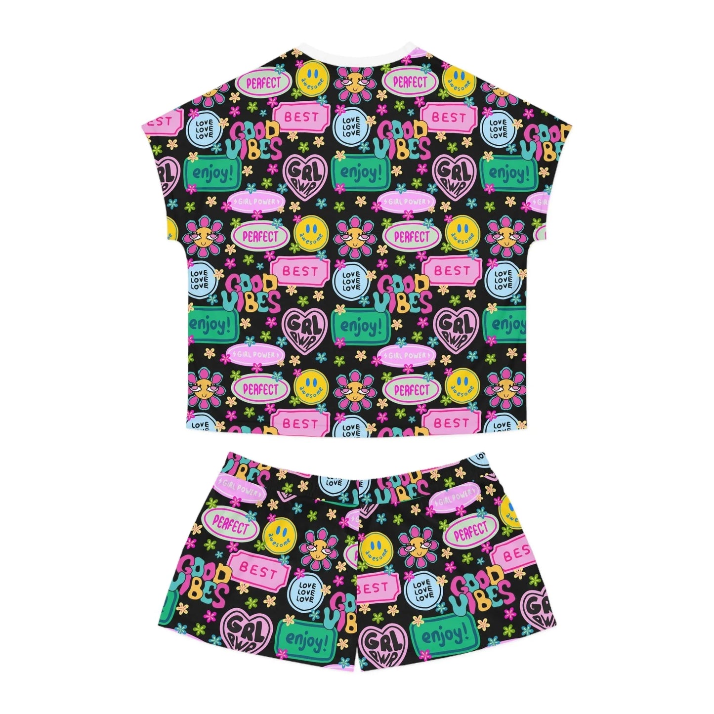Girl Power Good Vibes Short Pajama Set - All Over Prints