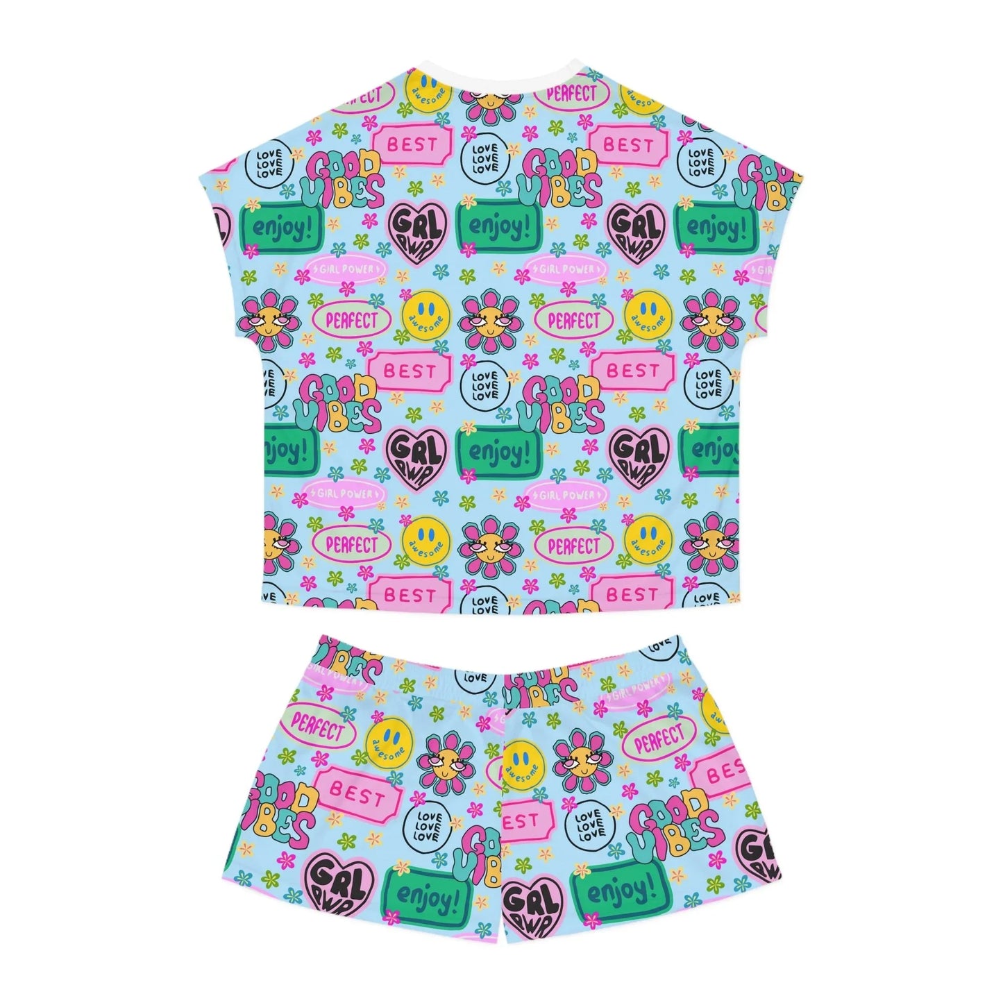 Girl Power Good Vibes Short Pajama Set - All Over Prints