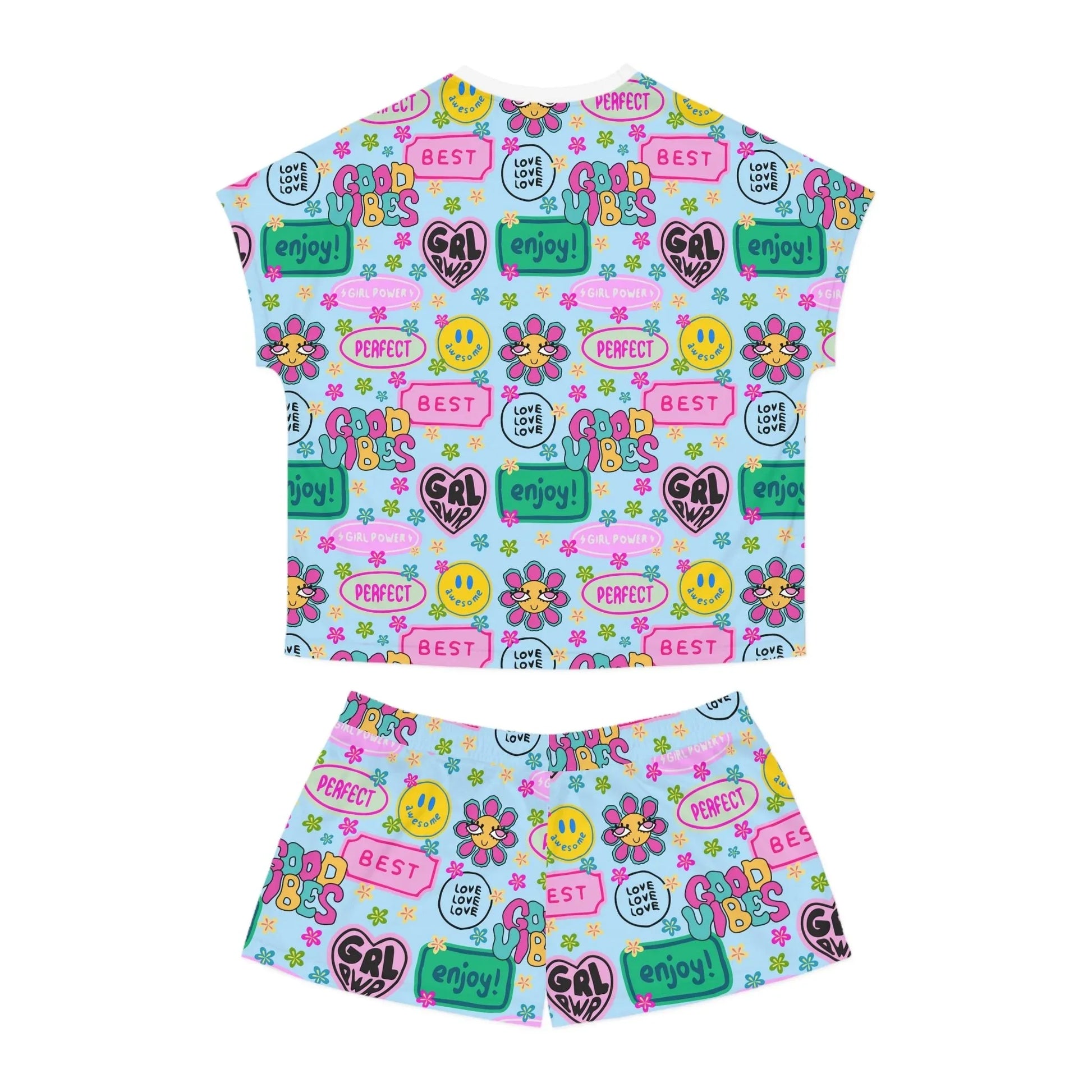 Girl Power Good Vibes Short Pajama Set - All Over Prints