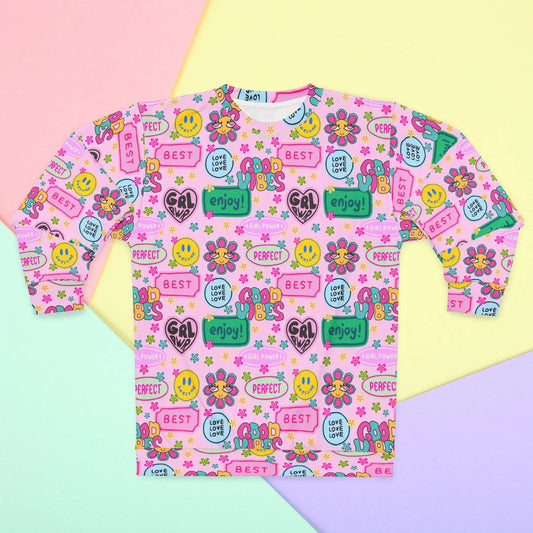 Girl Power Good Vibes Sweatshirt - XS - All Over Prints