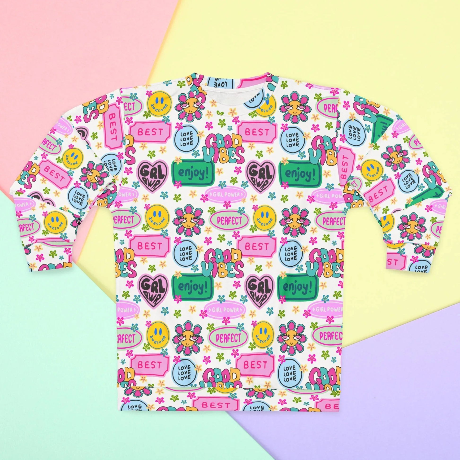 Girl Power Good Vibes Sweatshirt - XS - All Over Prints