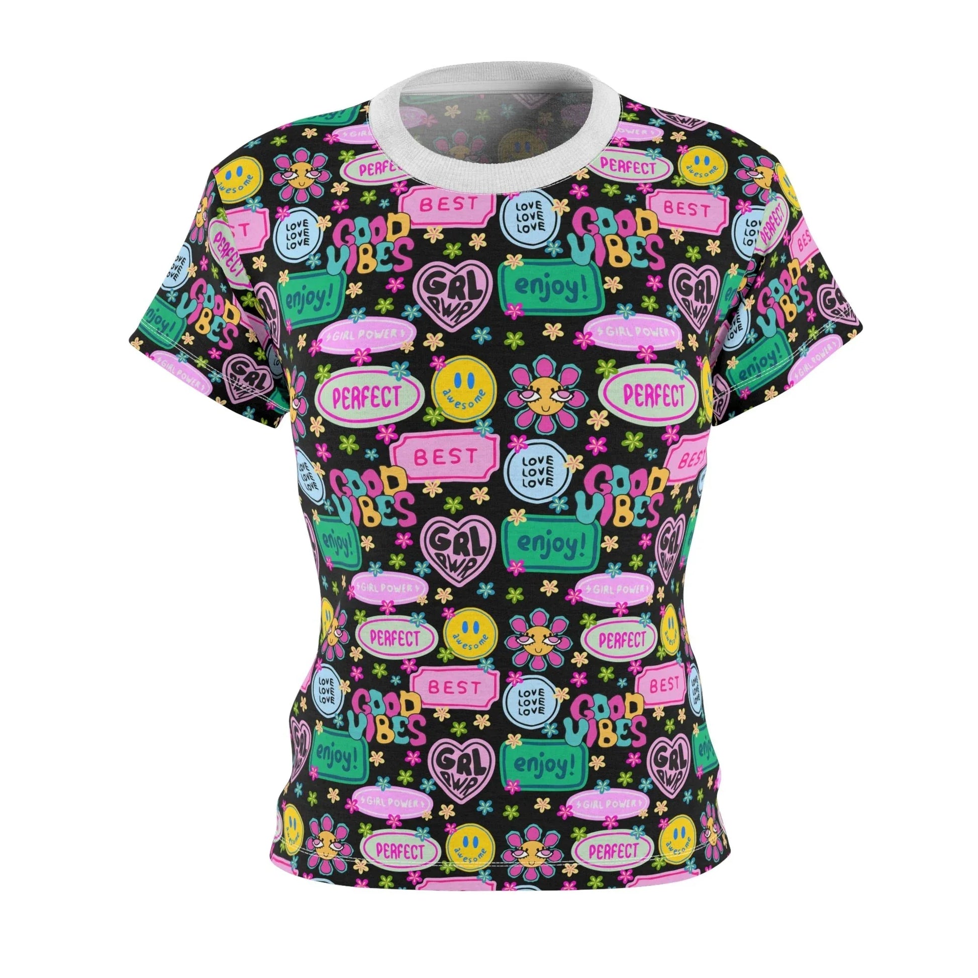 Girl Power Good Vibes T-Shirt - XS / White stitching / 4 oz. - All Over Prints
