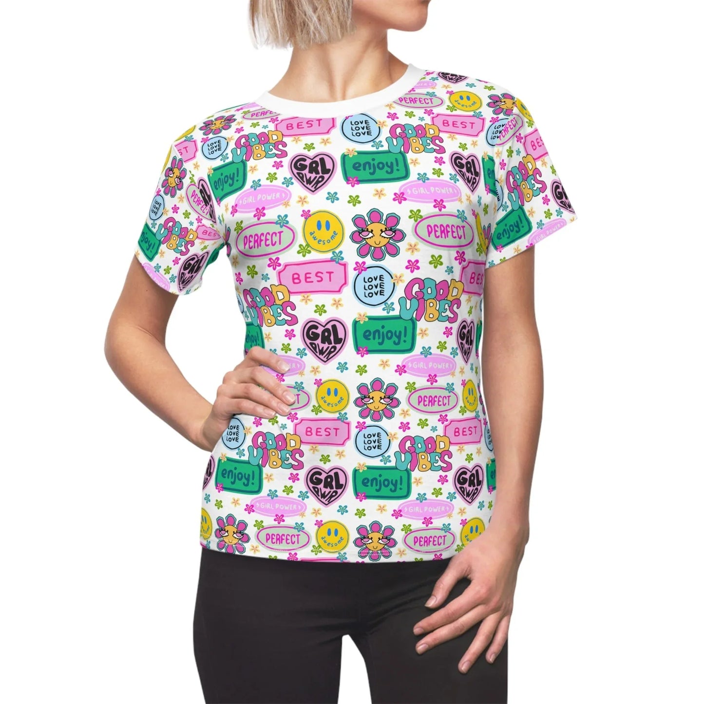 Girl Power Good Vibes T-Shirt - All Over Prints