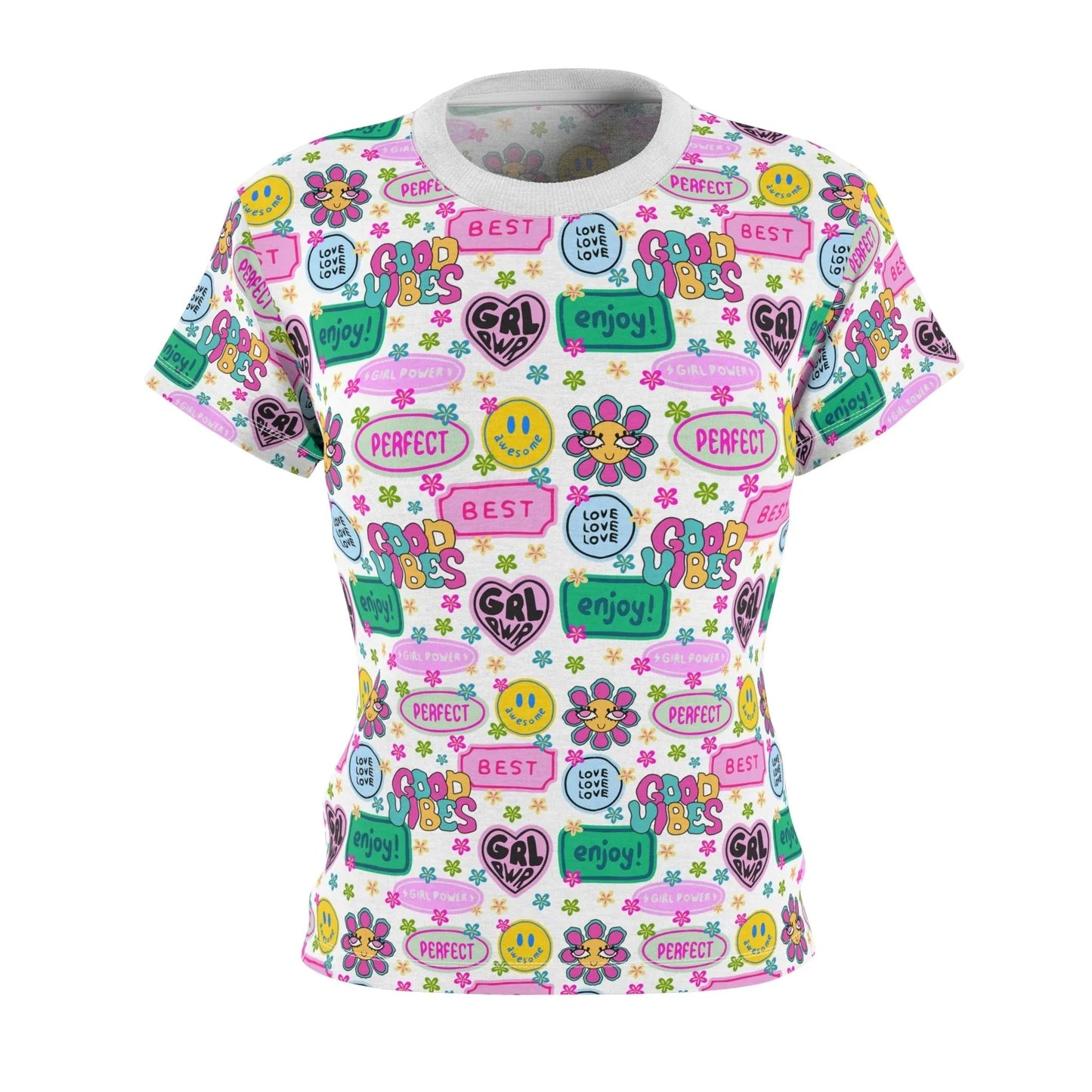 Girl Power Good Vibes T-Shirt - XS / White stitching / 4 oz. - All Over Prints