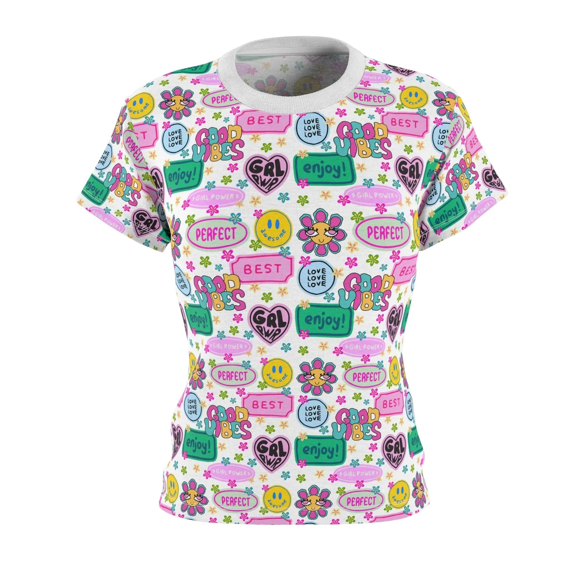 Girl Power Good Vibes T-Shirt - XS / White stitching / 4 oz. - All Over Prints