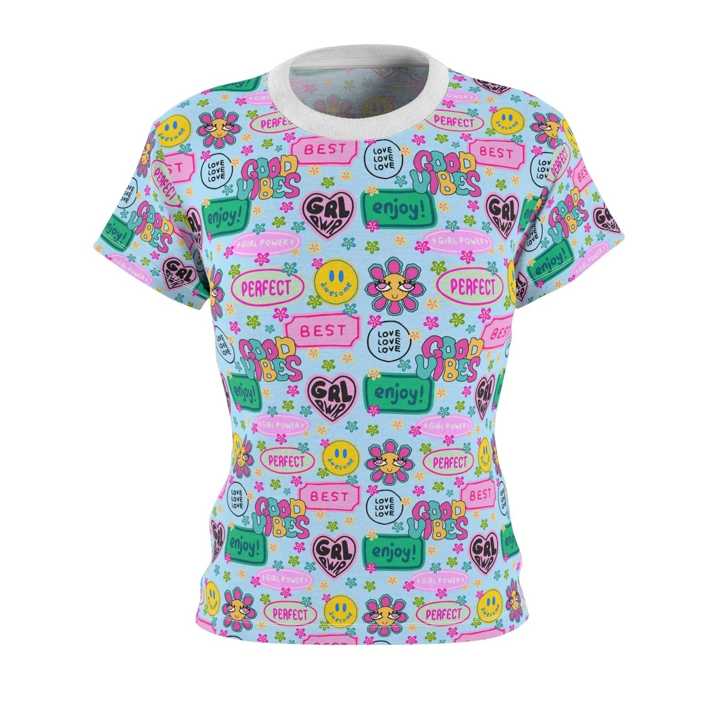 Girl Power Good Vibes T-Shirt - XS / White stitching / 4 oz. - All Over Prints