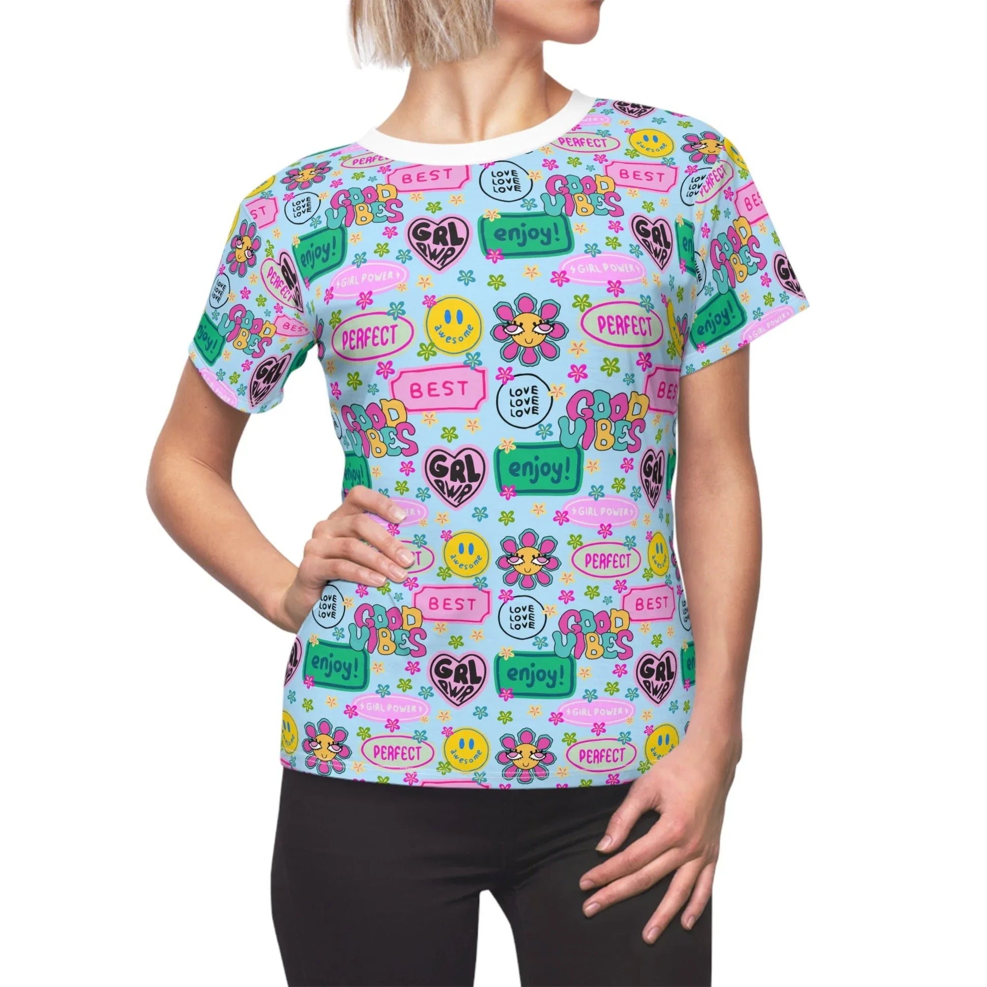 Girl Power Good Vibes T-Shirt - All Over Prints