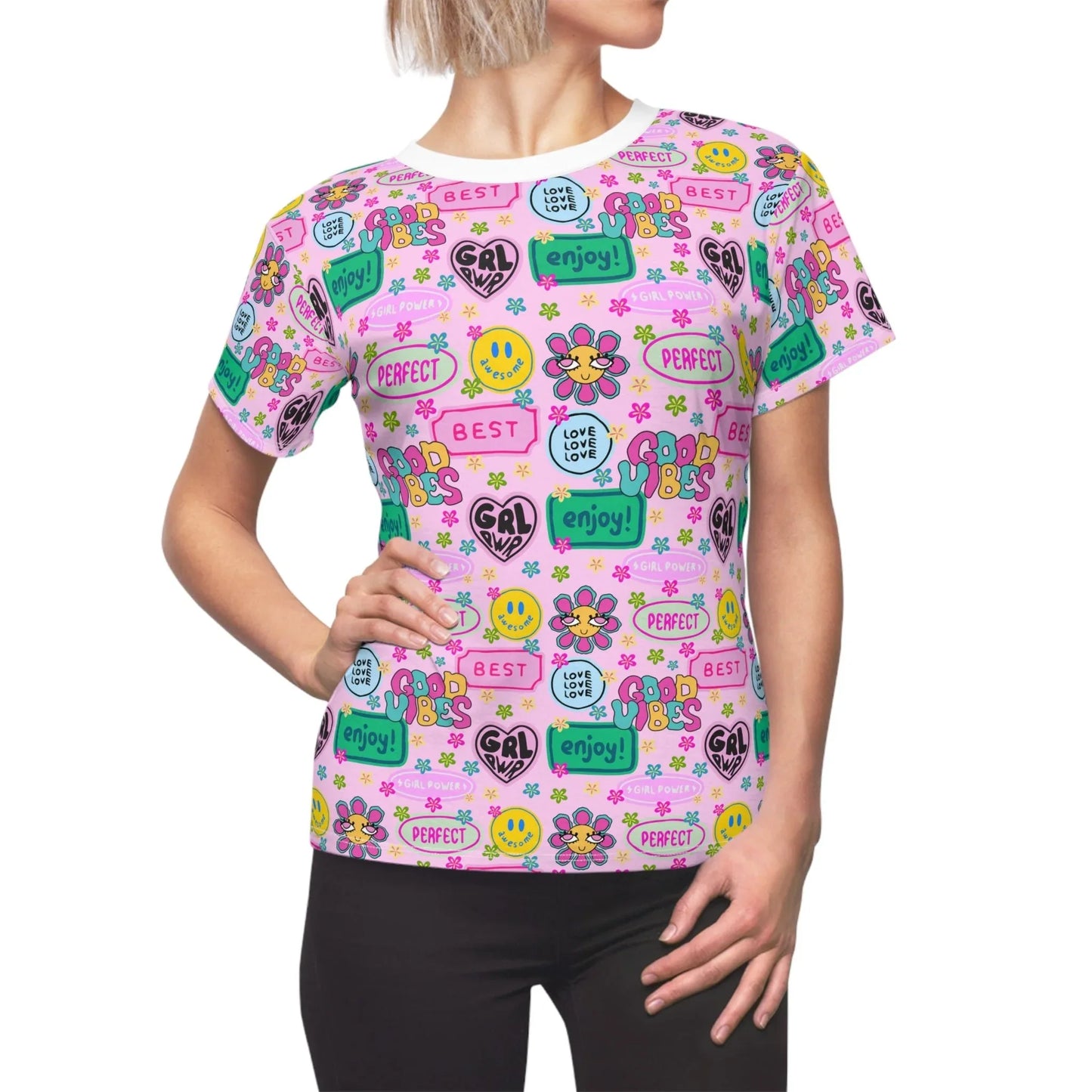 Girl Power Good Vibes T-Shirt - All Over Prints