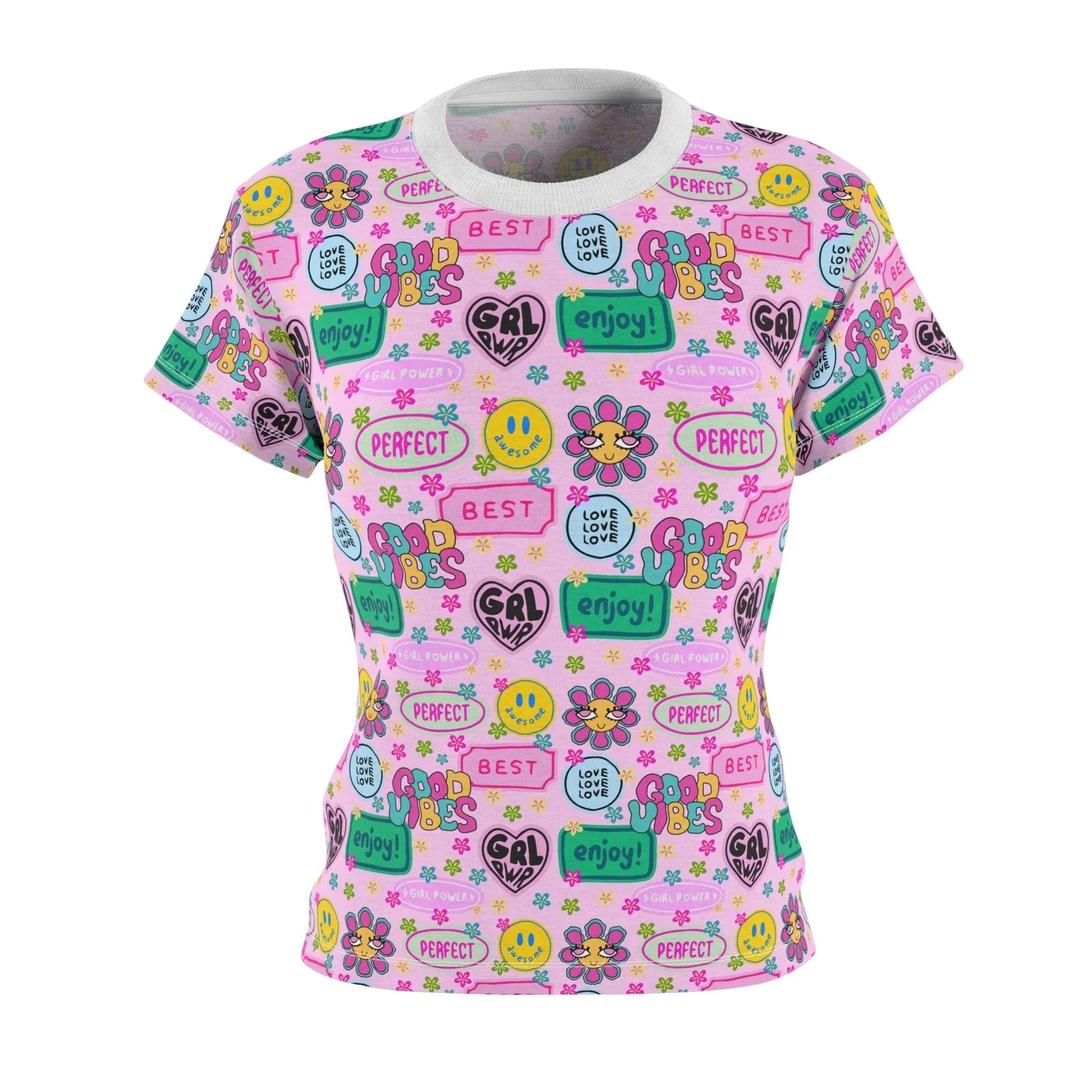 Girl Power Good Vibes T-Shirt - XS / White stitching / 4 oz. - All Over Prints