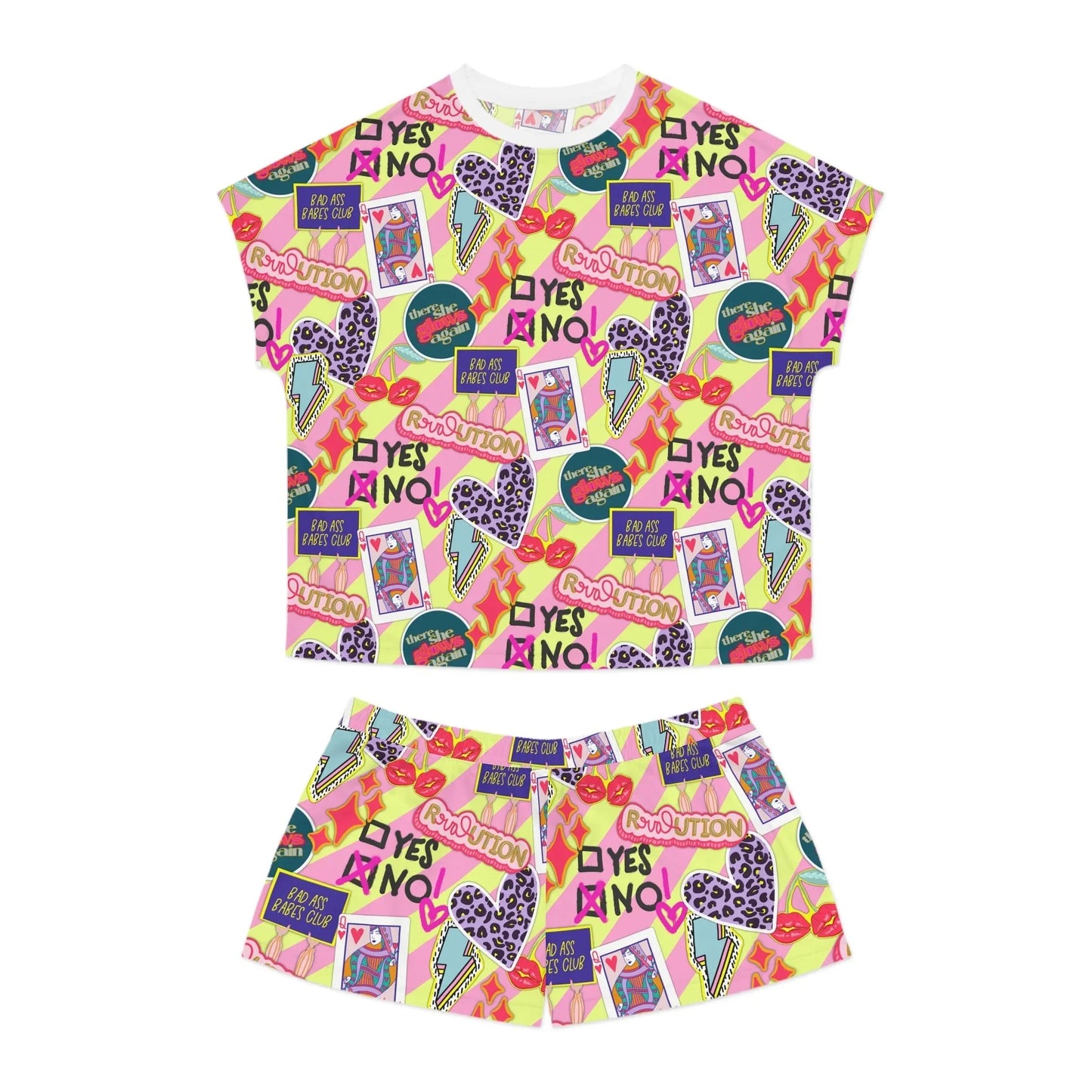 Girl Power Revolution Short Pajama Set - S / White - All Over Prints