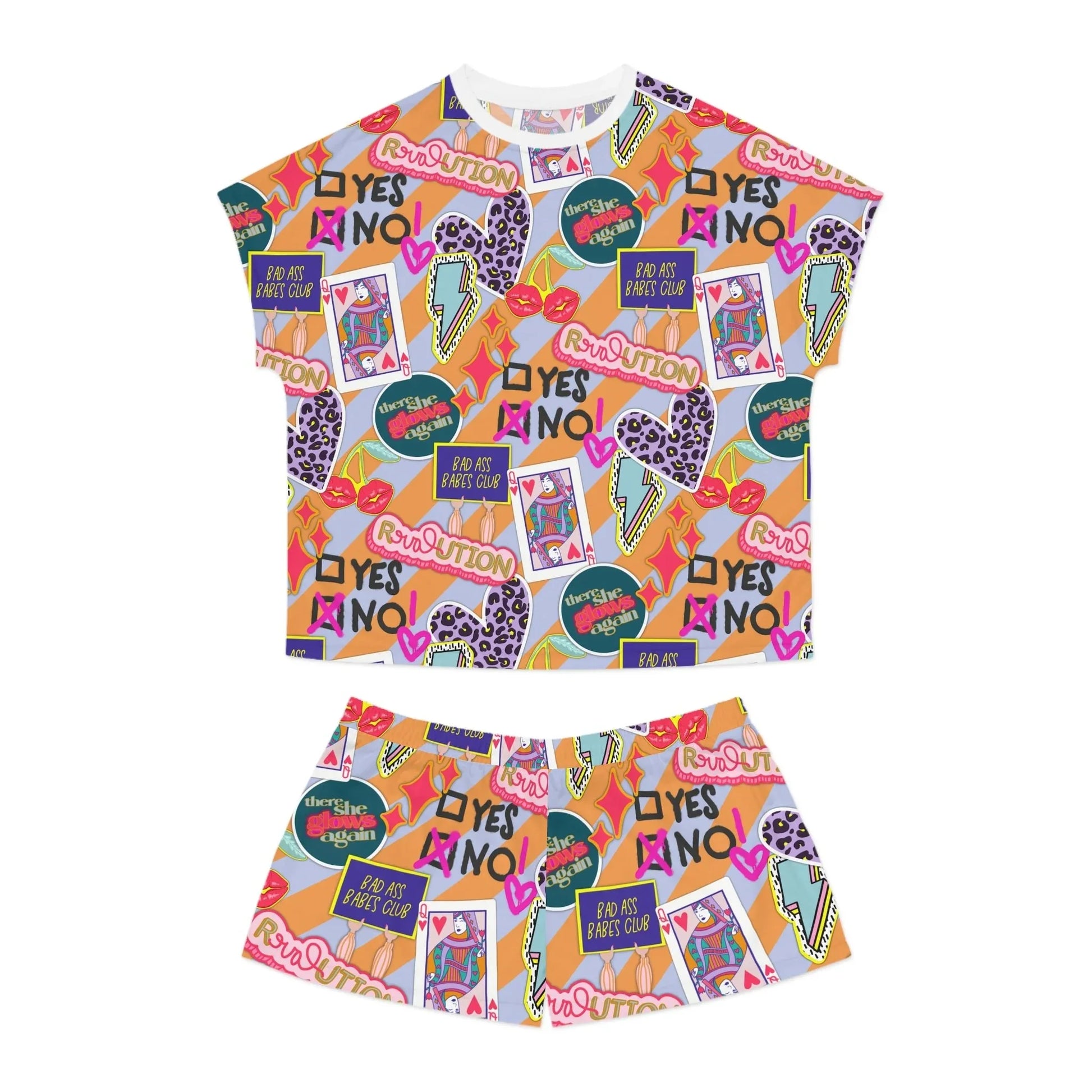 Girl Power Revolution Short Pajama Set - S / White - All Over Prints