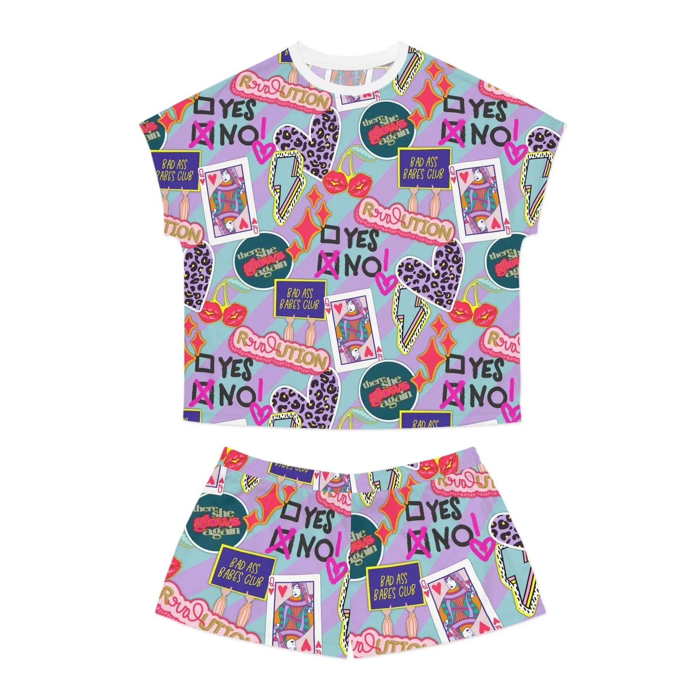 Girl Power Revolution Short Pajama Set - S / White - All Over Prints