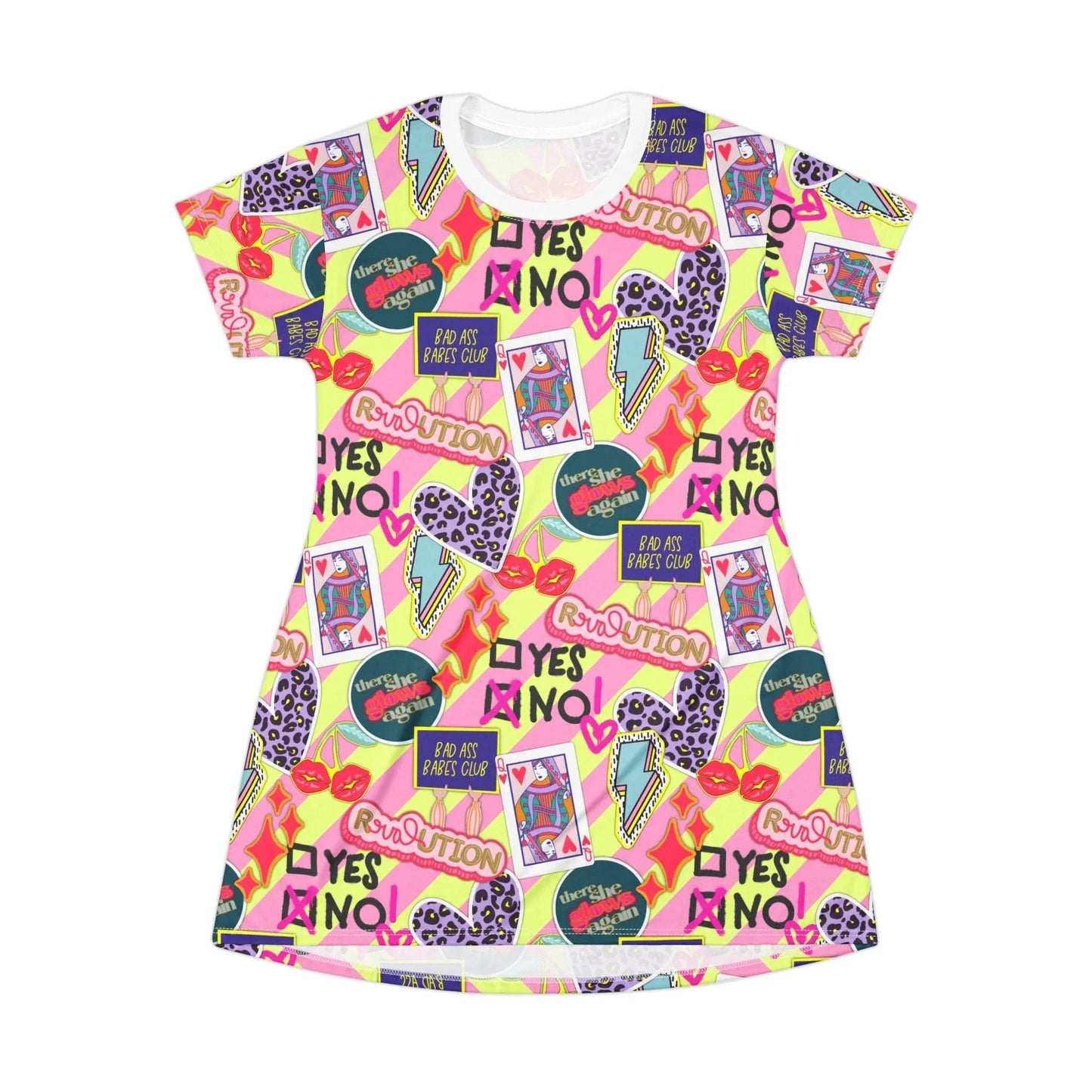 Girl Power Revolution T-Shirt Dress - All Over Prints