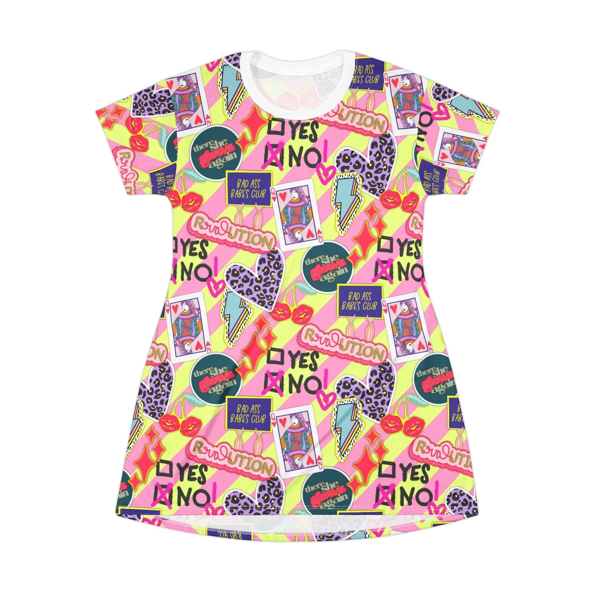 Girl Power Revolution T-Shirt Dress - All Over Prints
