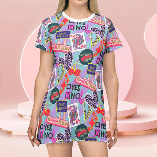 Girl Power Revolution T-Shirt Dress - XS - All Over Prints