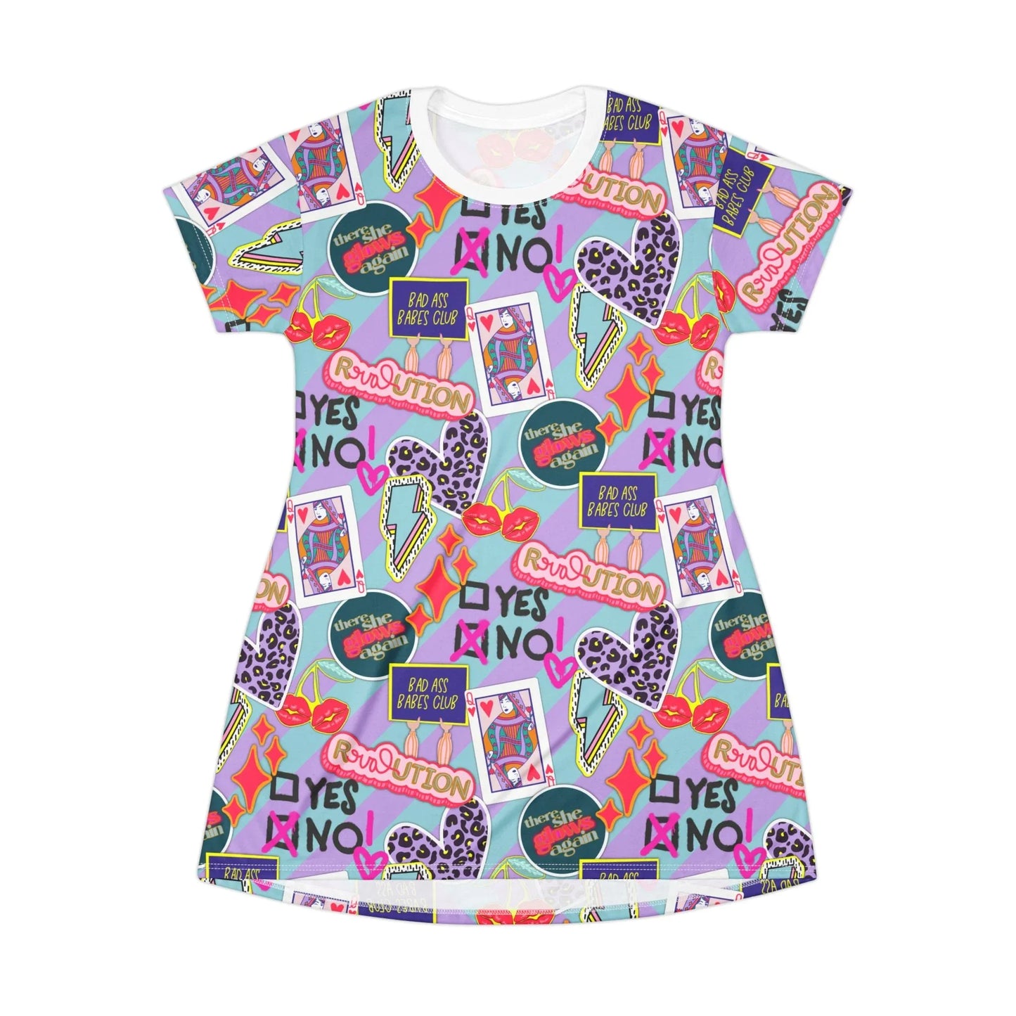 Girl Power Revolution T-Shirt Dress - All Over Prints