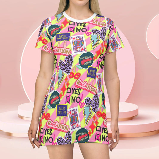 Girl Power Revolution T-Shirt Dress - XS - All Over Prints