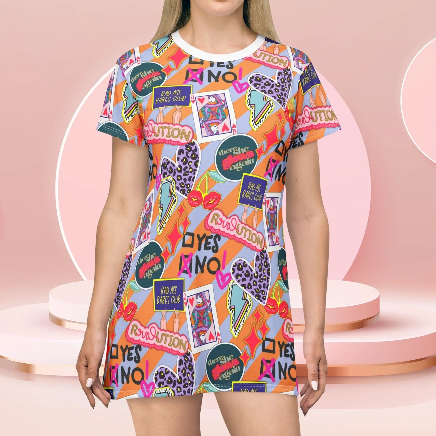 Girl Power Revolution T-Shirt Dress - XS - All Over Prints