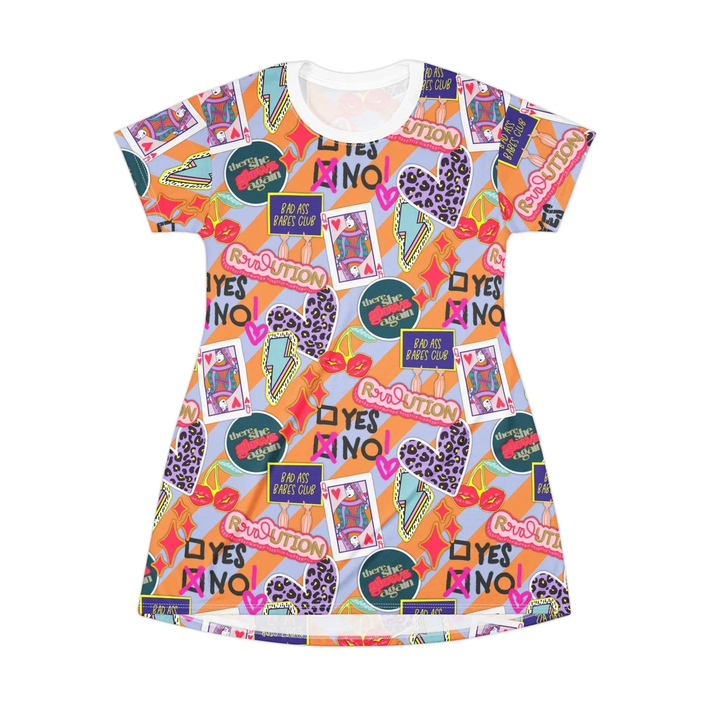 Girl Power Revolution T-Shirt Dress - All Over Prints