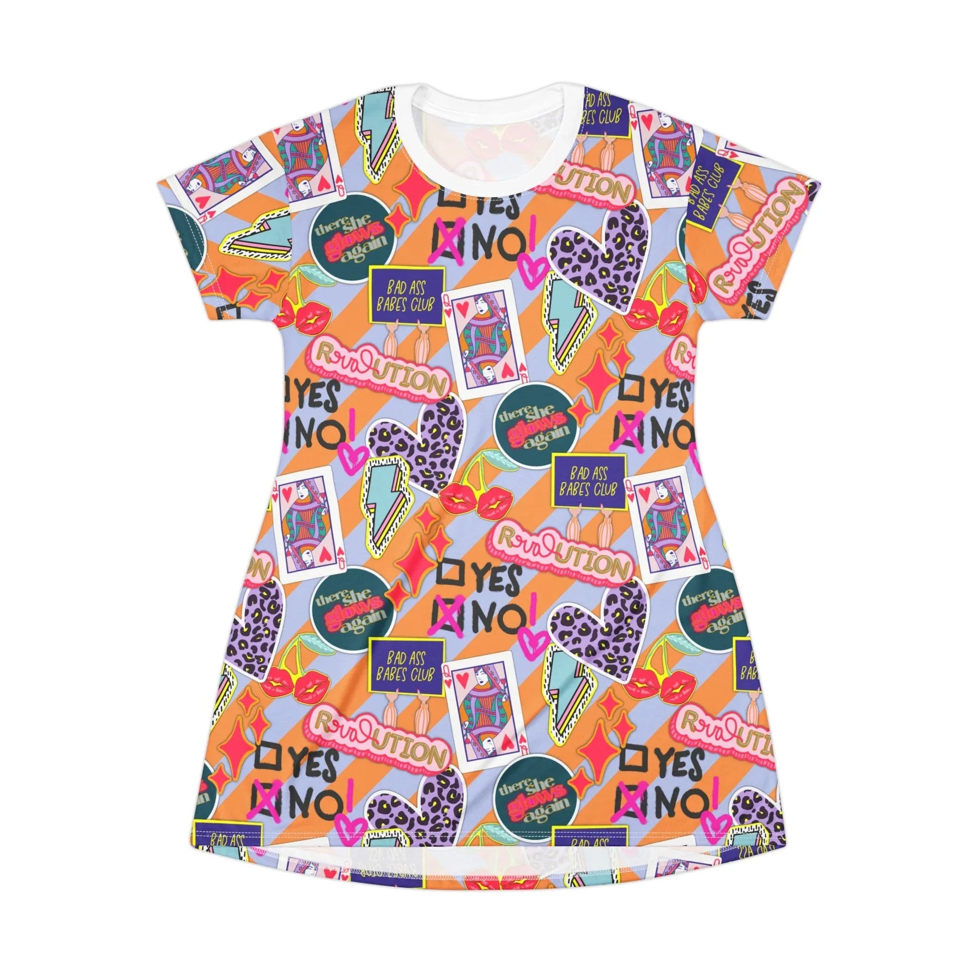 Girl Power Revolution T-Shirt Dress - All Over Prints