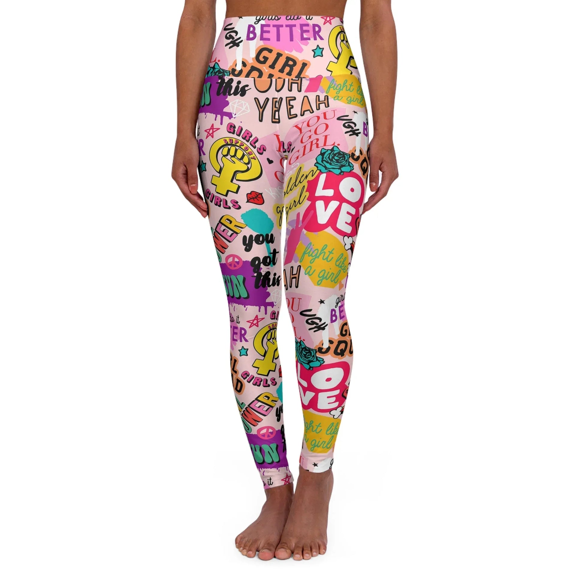 Girl Squad High Waisted Yoga Leggings - XS - All Over Prints