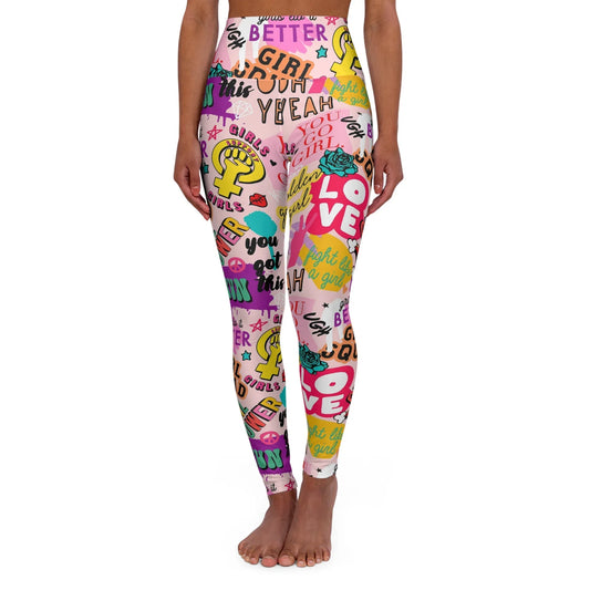 Girl Squad High Waisted Yoga Leggings - XS - All Over Prints
