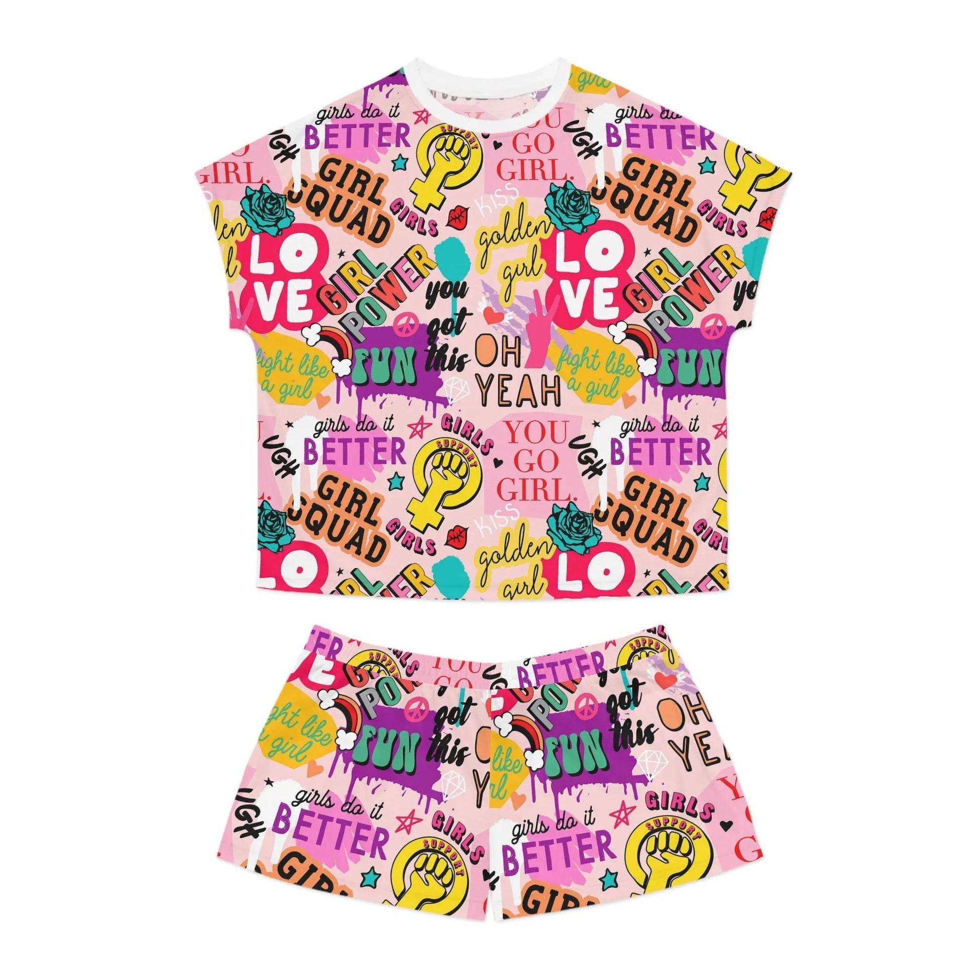 Girl Squad Short Pajama Set - S / White - All Over Prints