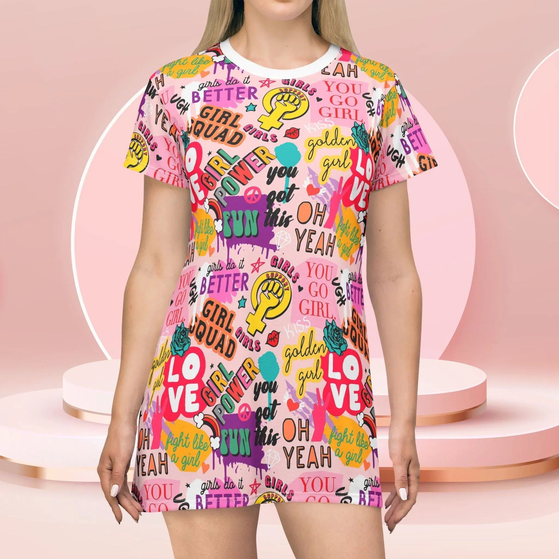 Girl Squad T-Shirt Dress - All Over Prints