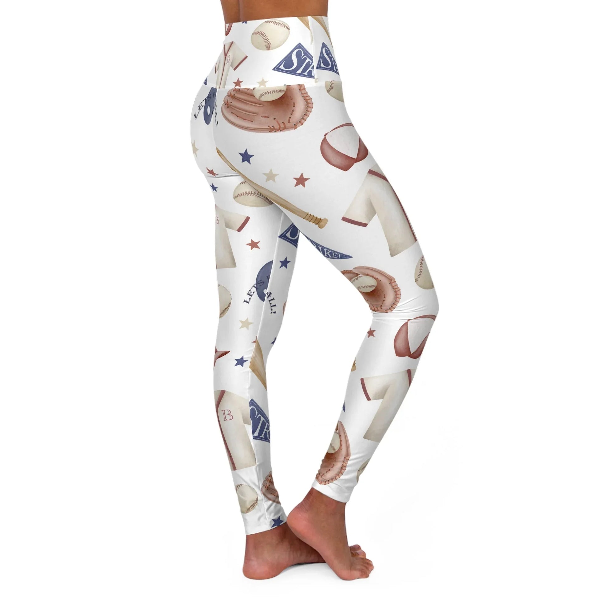 Home Run High Waisted Yoga Leggings - All Over Prints