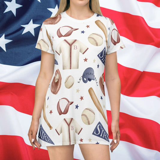 Home Run T-Shirt Dress - All Over Prints